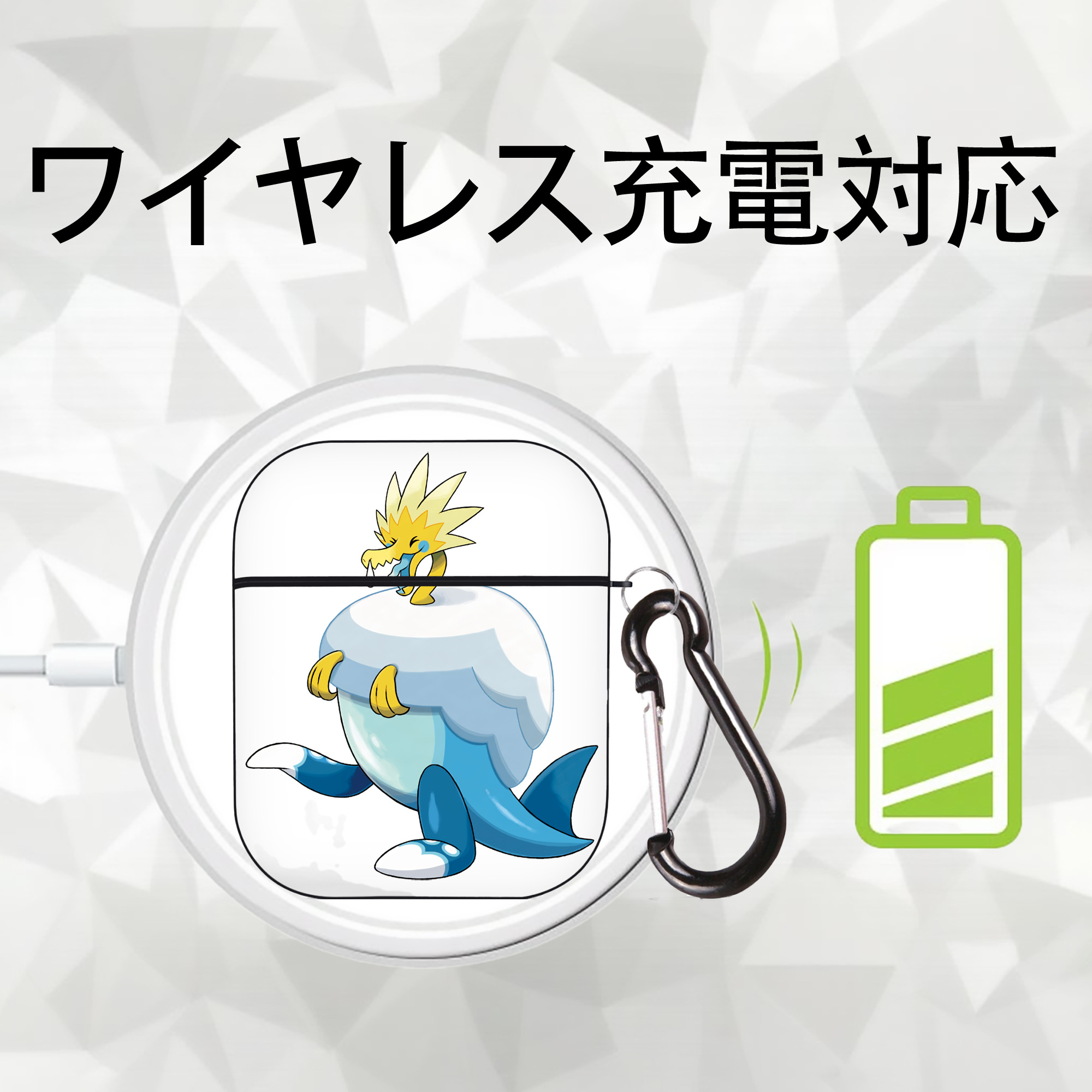 ポケットモンスター Pokémon AirPods 第2世代保護ケース ハードシェル ブラック 耐衝撃・防指紋・カラビナ付き