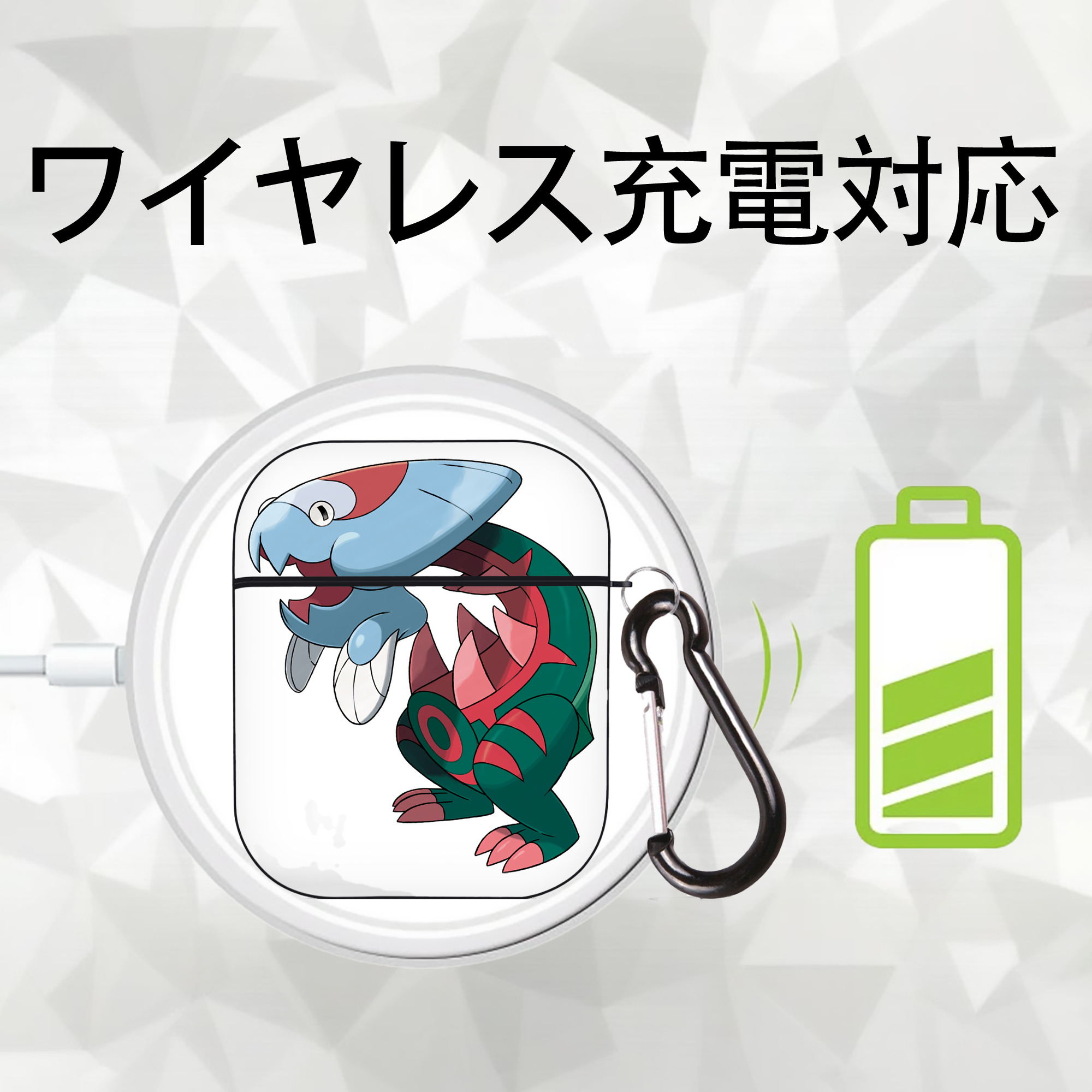 ポケットモンスター Pokémon AirPods 第2世代保護ケース ハードシェル ブラック 耐衝撃・防指紋・カラビナ付き