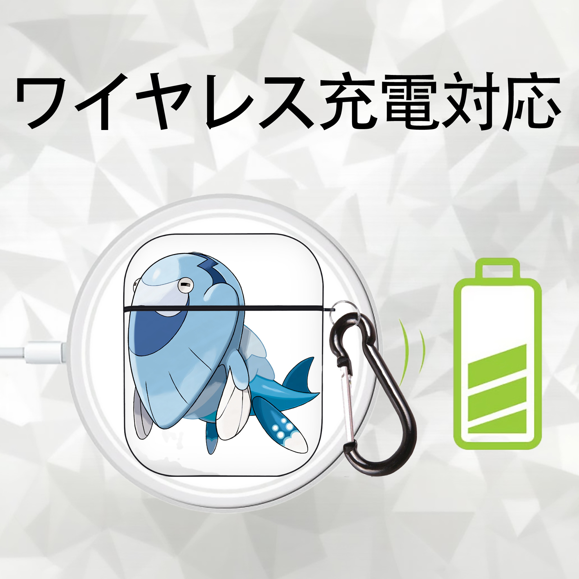 ポケットモンスター Pokémon AirPods 第2世代保護ケース ハードシェル ブラック 耐衝撃・防指紋・カラビナ付き