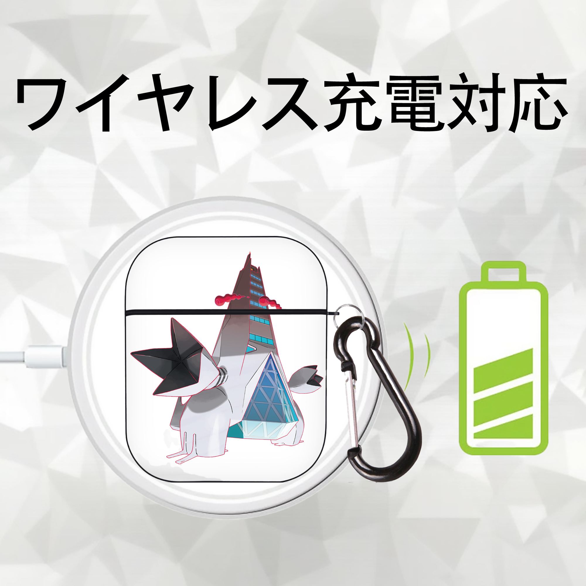 ポケットモンスター Pokémon AirPods 第2世代保護ケース ハードシェル ブラック 耐衝撃・防指紋・カラビナ付き