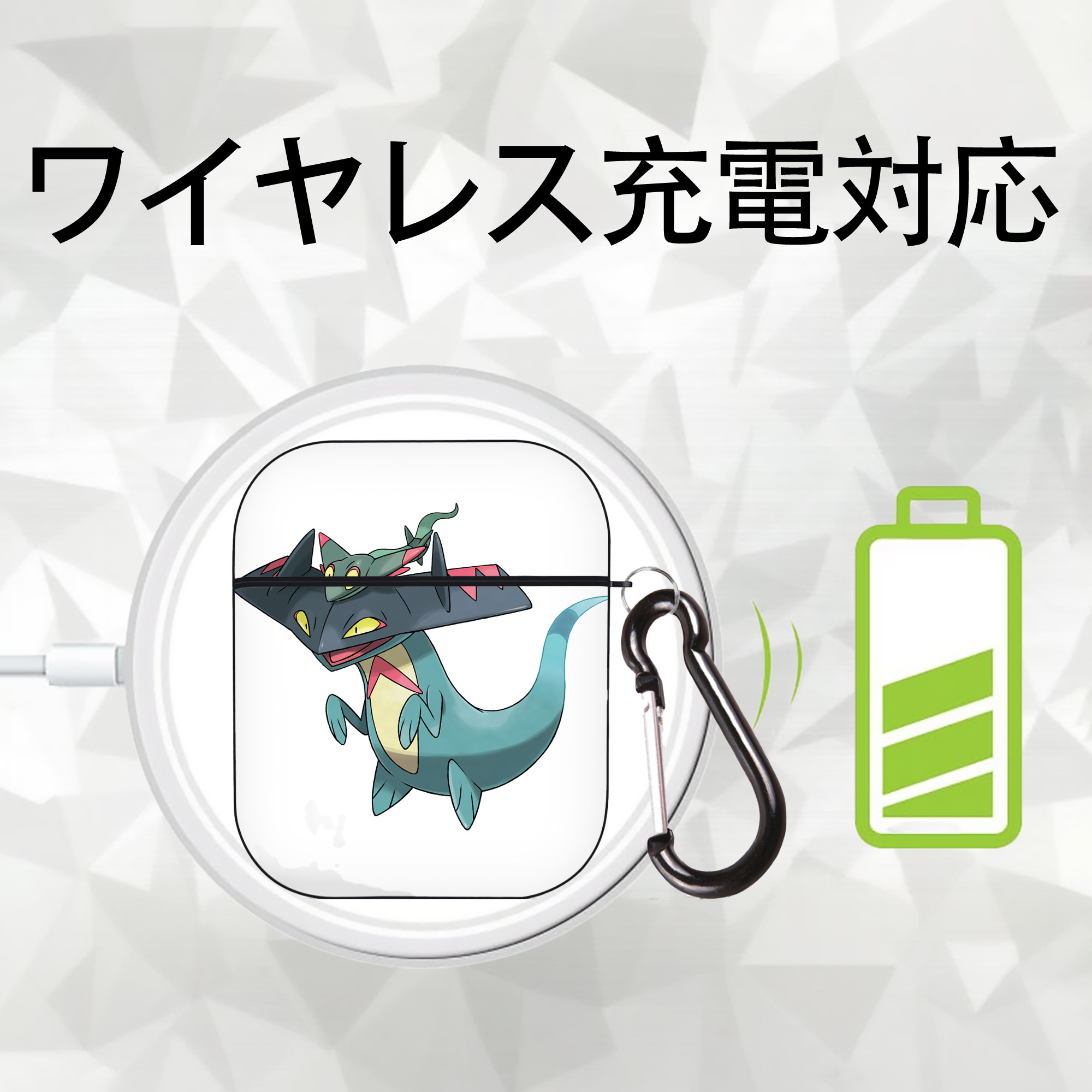 ポケットモンスター Pokémon AirPods 第2世代保護ケース ハードシェル ブラック 耐衝撃・防指紋・カラビナ付き