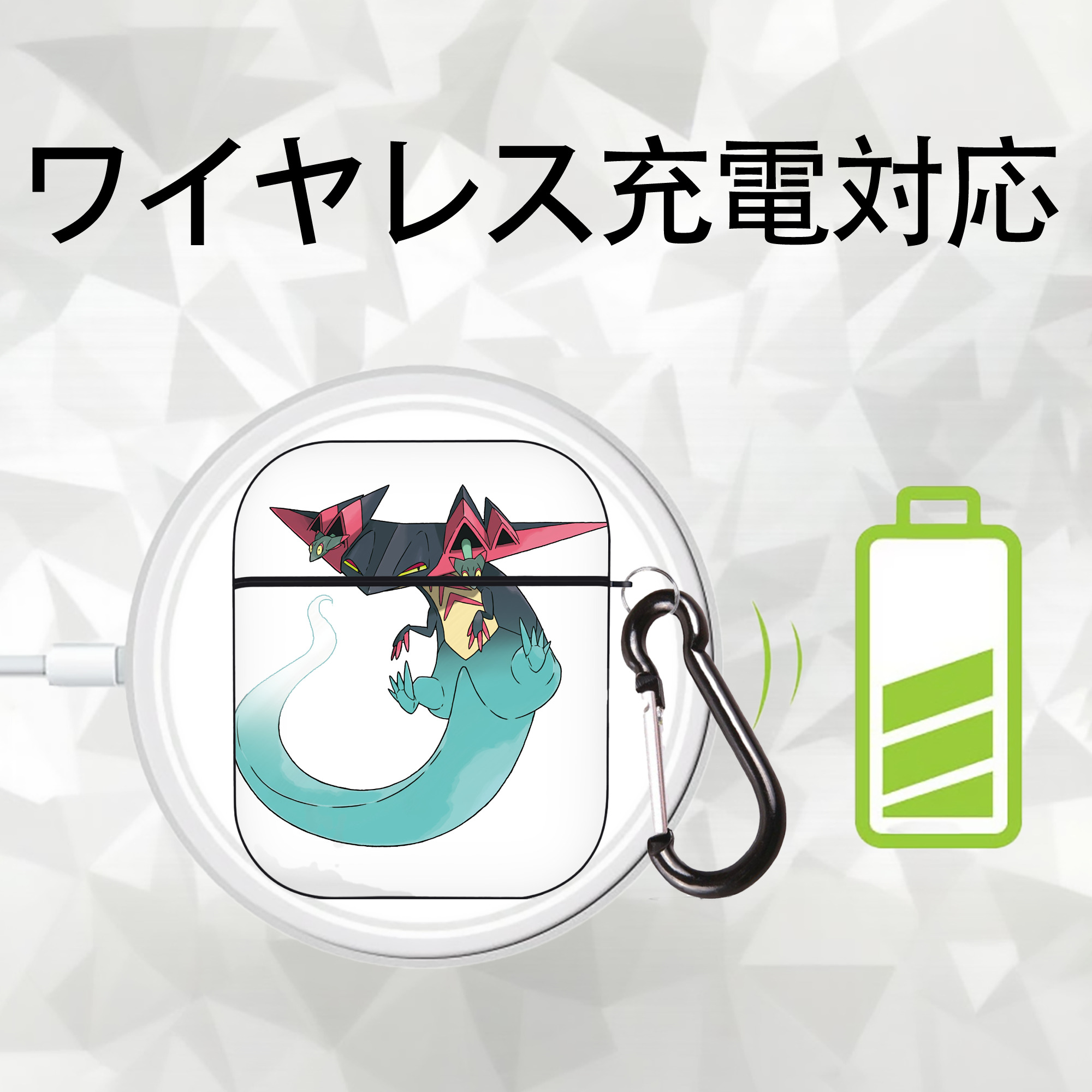 ポケットモンスター Pokémon AirPods 第2世代保護ケース ハードシェル ブラック 耐衝撃・防指紋・カラビナ付き