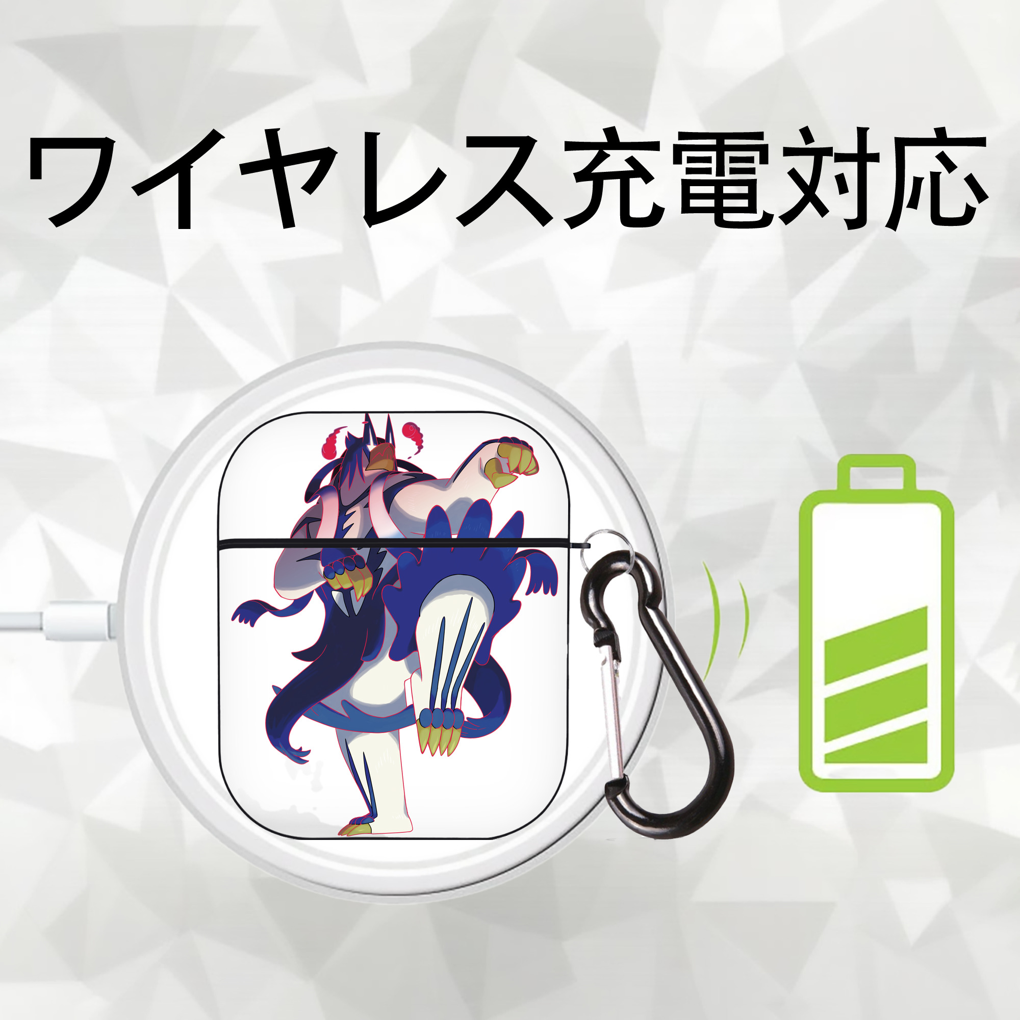 ポケットモンスター Pokémon AirPods 第2世代保護ケース ハードシェル ブラック 耐衝撃・防指紋・カラビナ付き