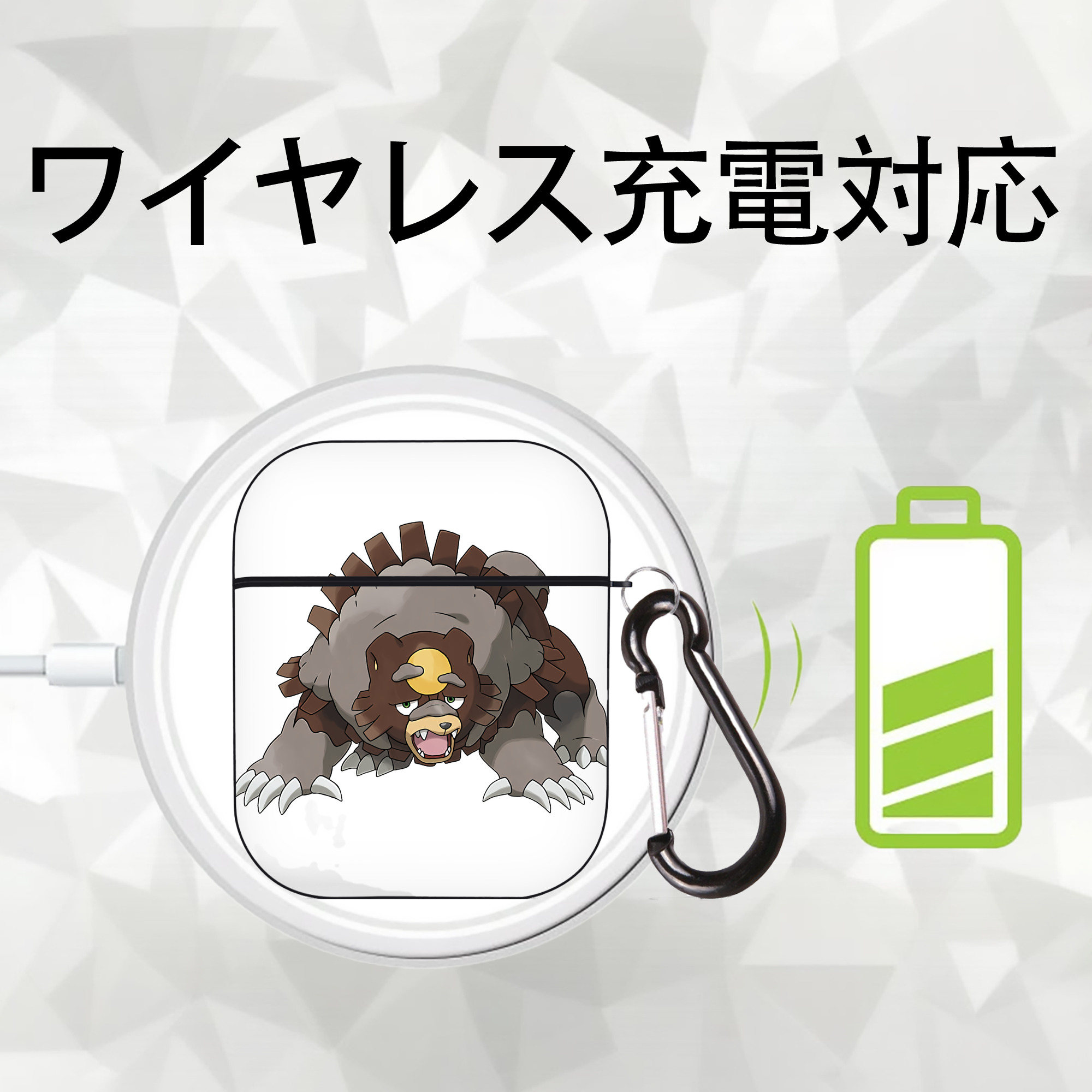ポケットモンスター Pokémon AirPods 第2世代保護ケース ハードシェル ブラック 耐衝撃・防指紋・カラビナ付き