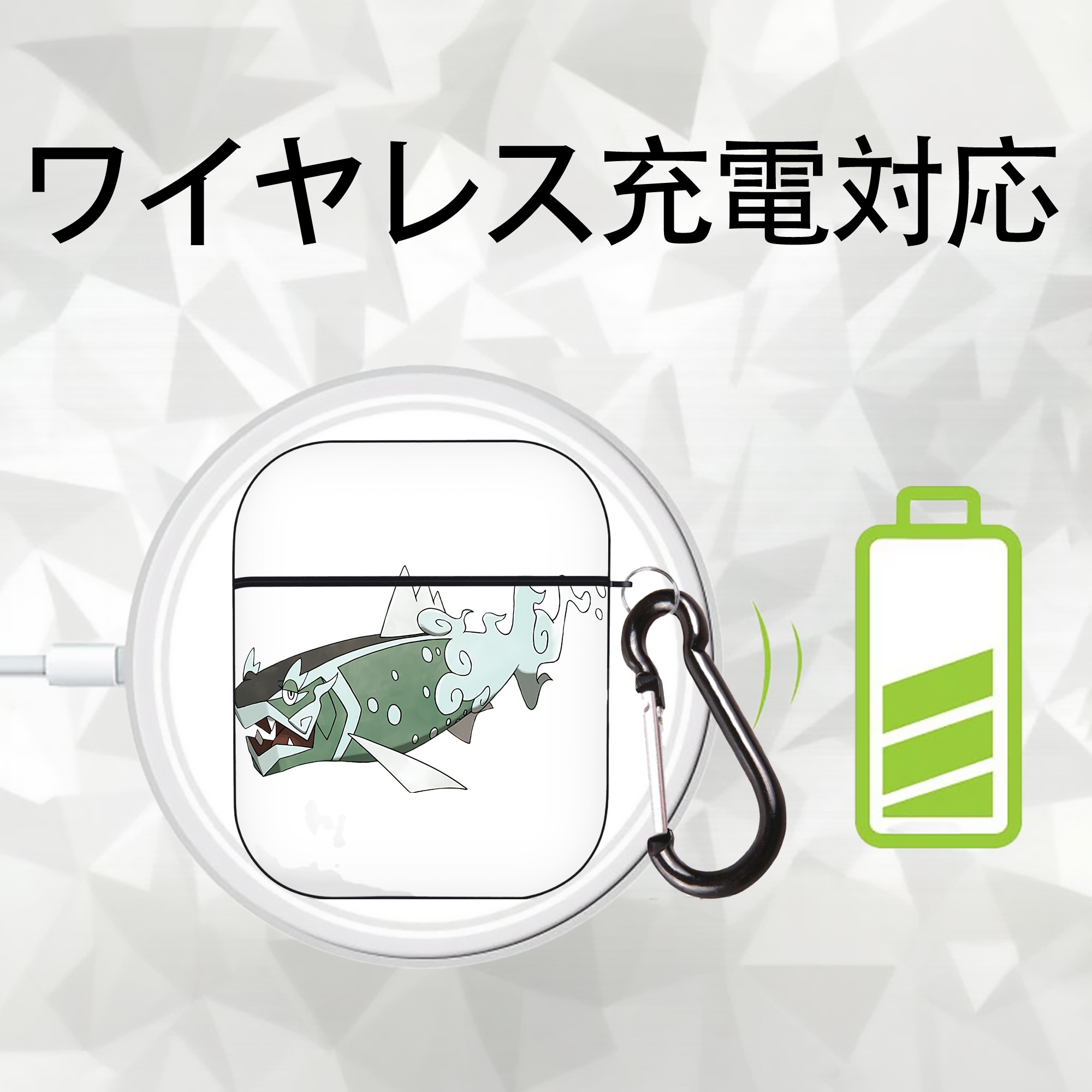 ポケットモンスター Pokémon AirPods 第2世代保護ケース ハードシェル ブラック 耐衝撃・防指紋・カラビナ付き