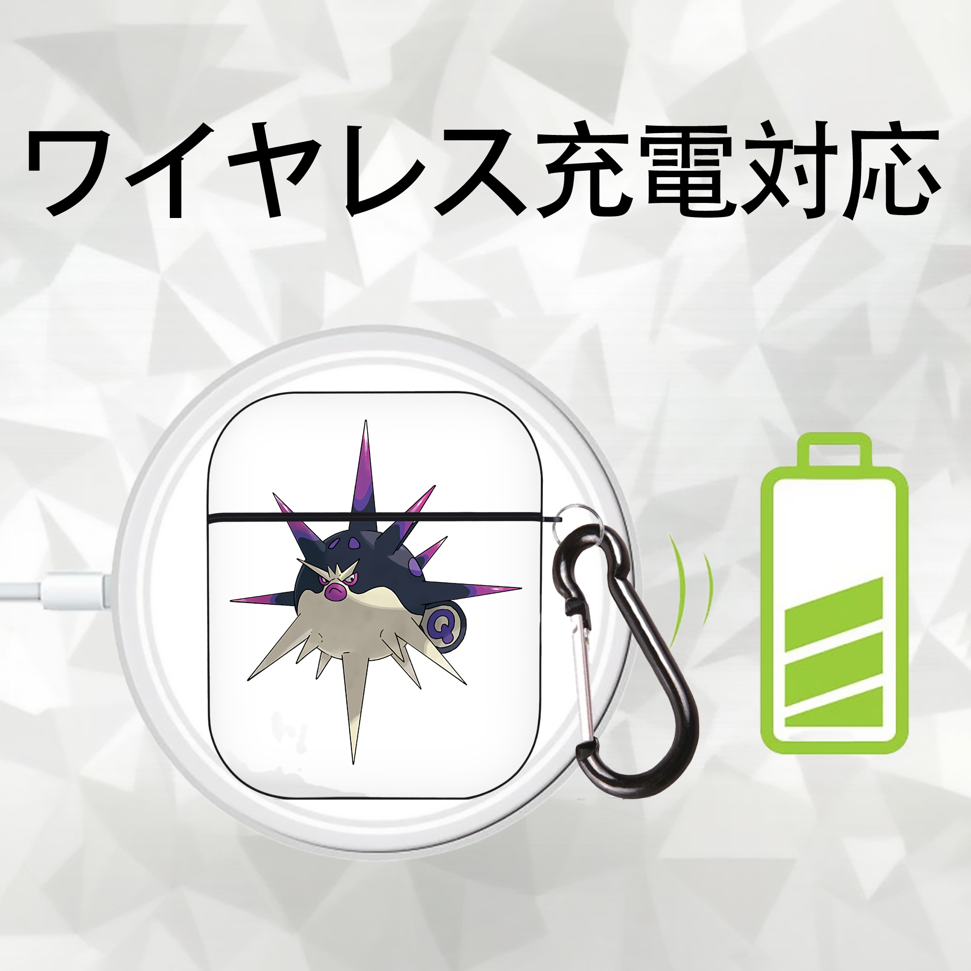 ポケットモンスター Pokémon AirPods 第2世代保護ケース ハードシェル ブラック 耐衝撃・防指紋・カラビナ付き
