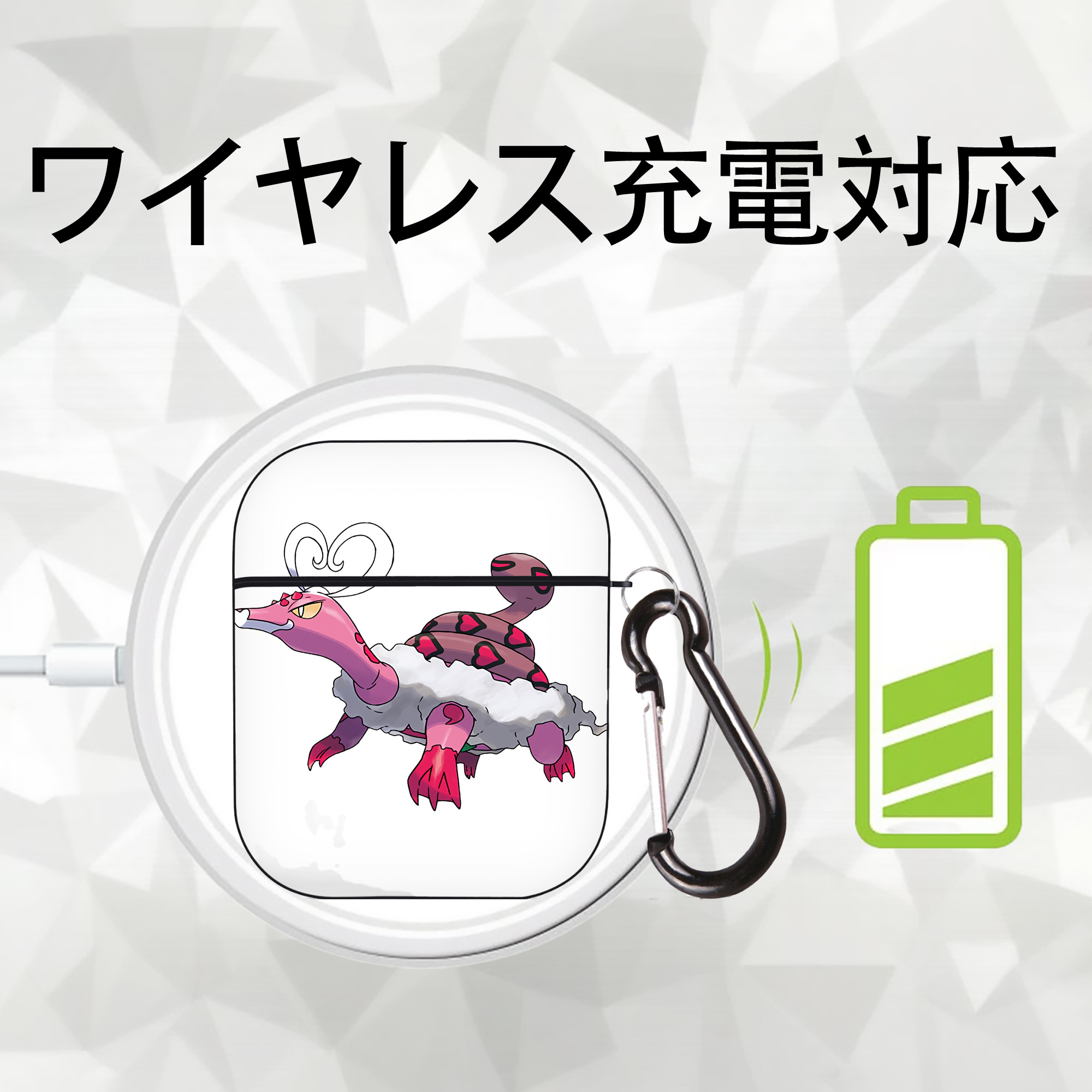 ポケットモンスター Pokémon AirPods 第2世代保護ケース ハードシェル ブラック 耐衝撃・防指紋・カラビナ付き