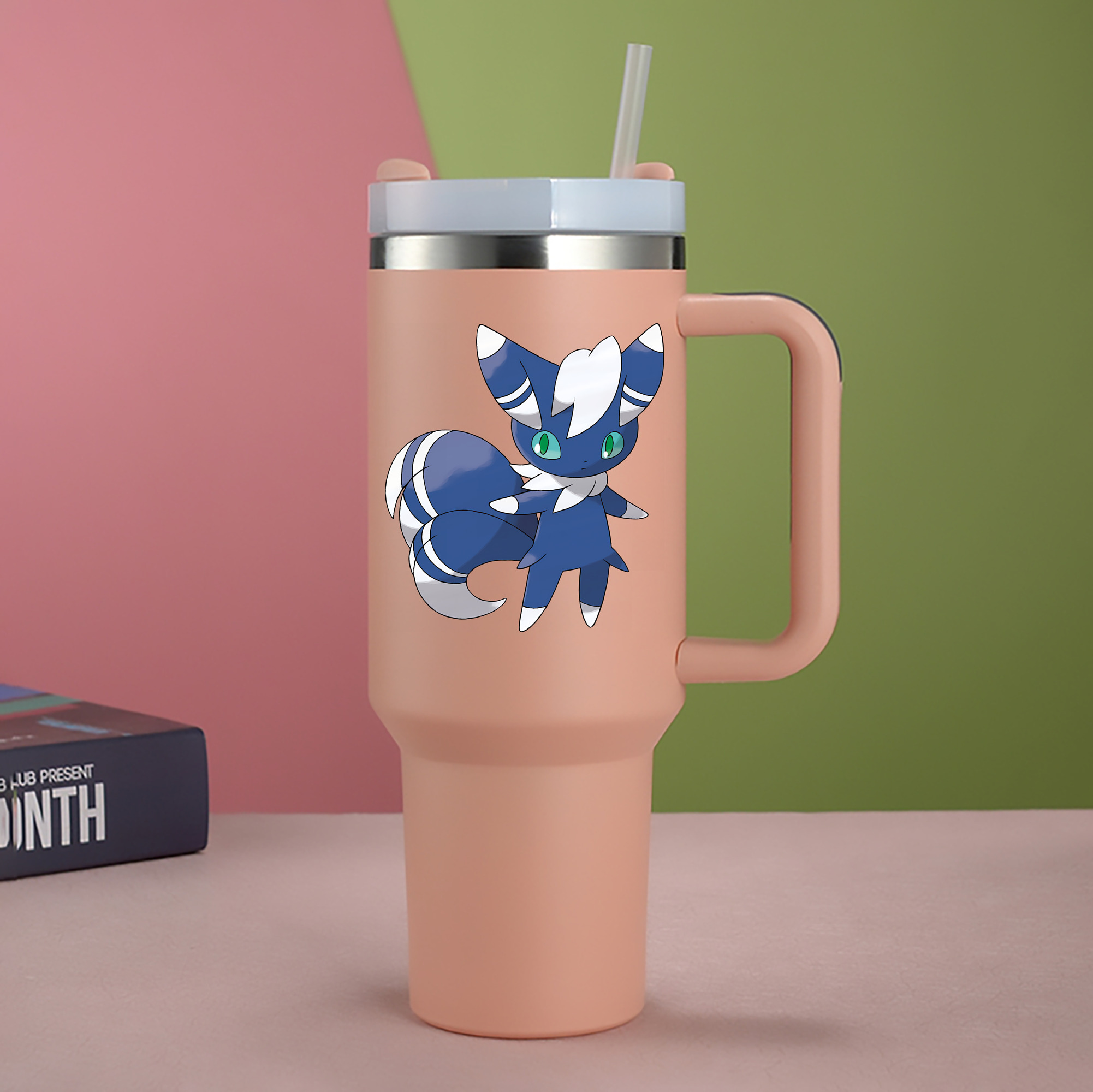 （画像用） ポケットモンスター Pokémon 1200mL車用タンブラー - クリスタルステッカー（プラスチックストロー付き）