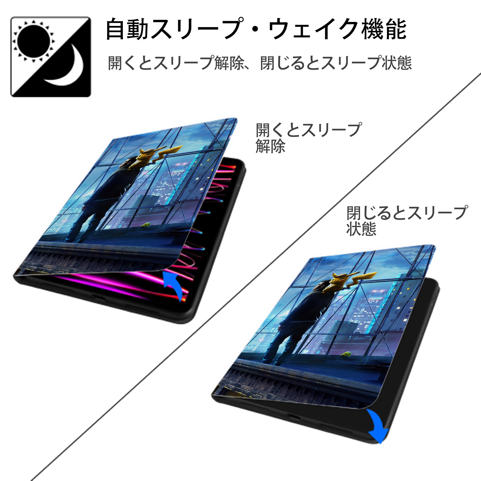 ポケットモンスター Pokémon IPad ケース ブック型 PUレザー TPU 耐衝撃 軽量 薄型 ペン収納なし 全面保護 IPad 各モデル対応