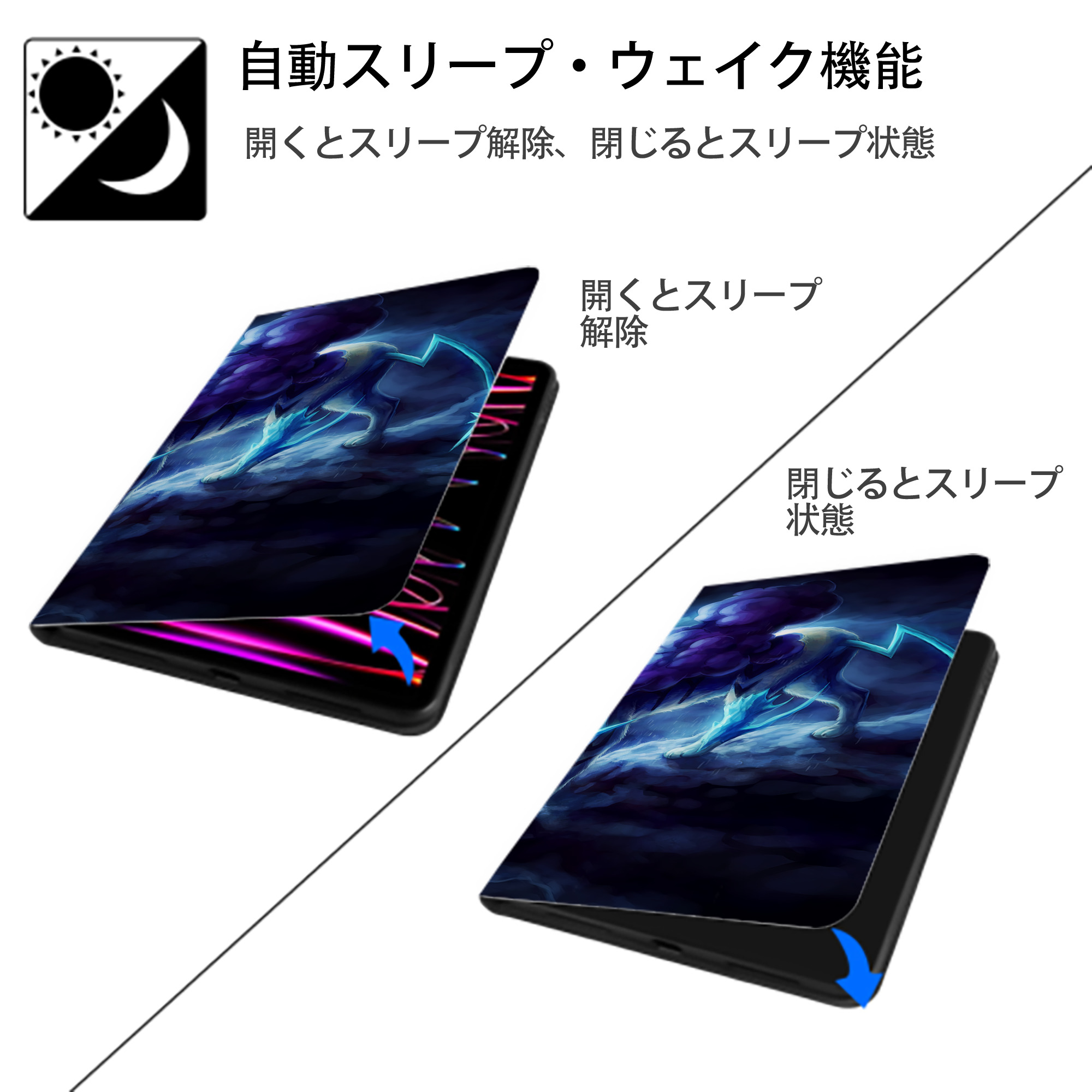 ポケットモンスター Pokémon IPad ケース ブック型 PUレザー TPU 耐衝撃 軽量 薄型 ペン収納なし 全面保護 IPad 各モデル対応