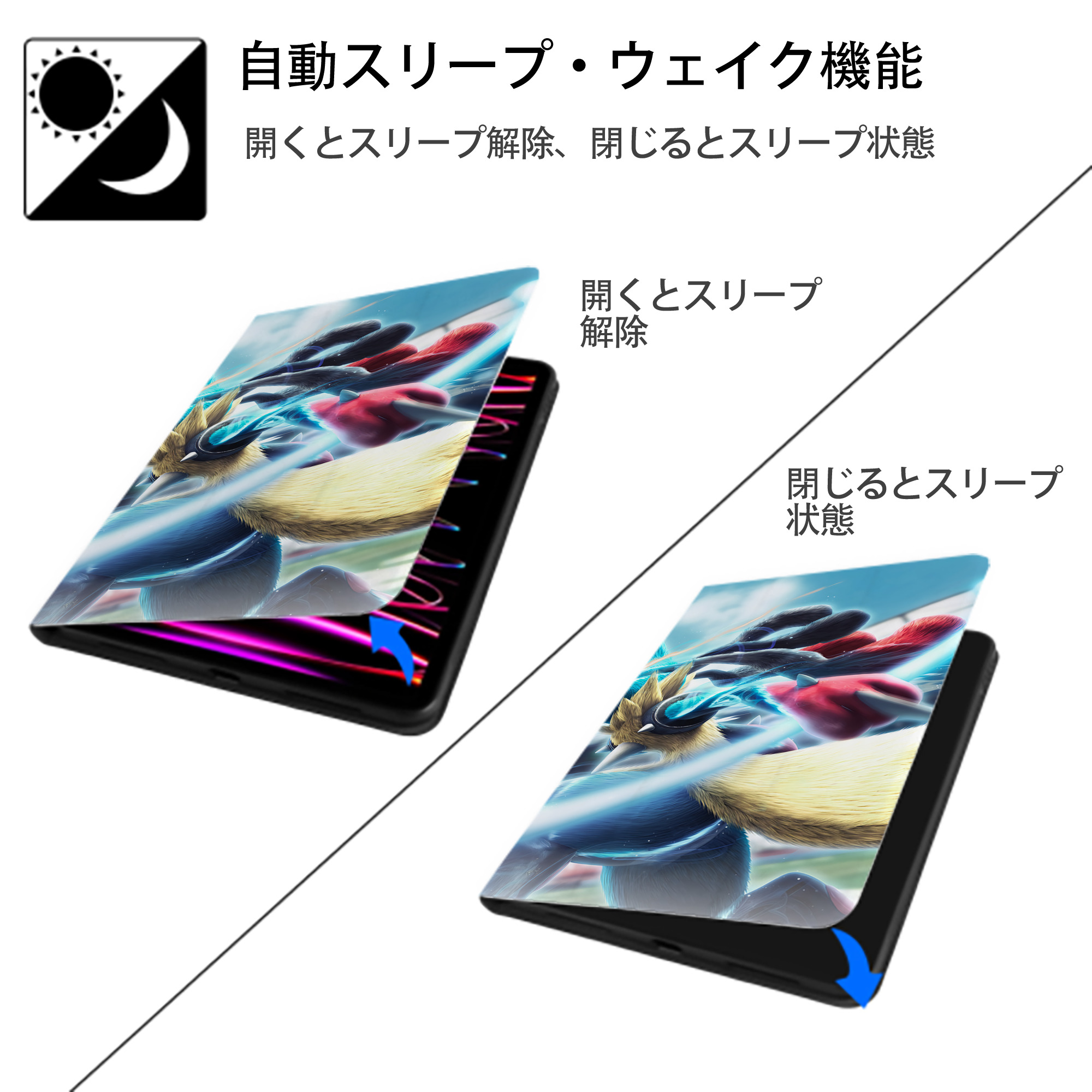 ポケットモンスター Pokémon IPad ケース ブック型 PUレザー TPU 耐衝撃 軽量 薄型 ペン収納なし 全面保護 IPad 各モデル対応