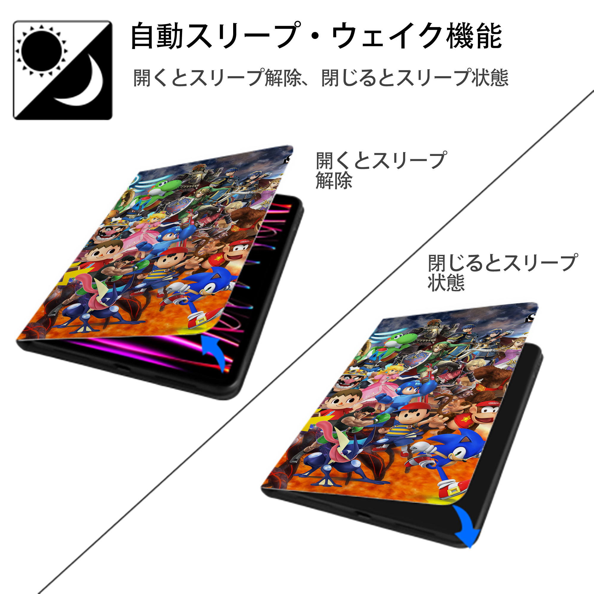 ポケットモンスター Pokémon IPad ケース ブック型 PUレザー TPU 耐衝撃 軽量 薄型 ペン収納なし 全面保護 IPad 各モデル対応