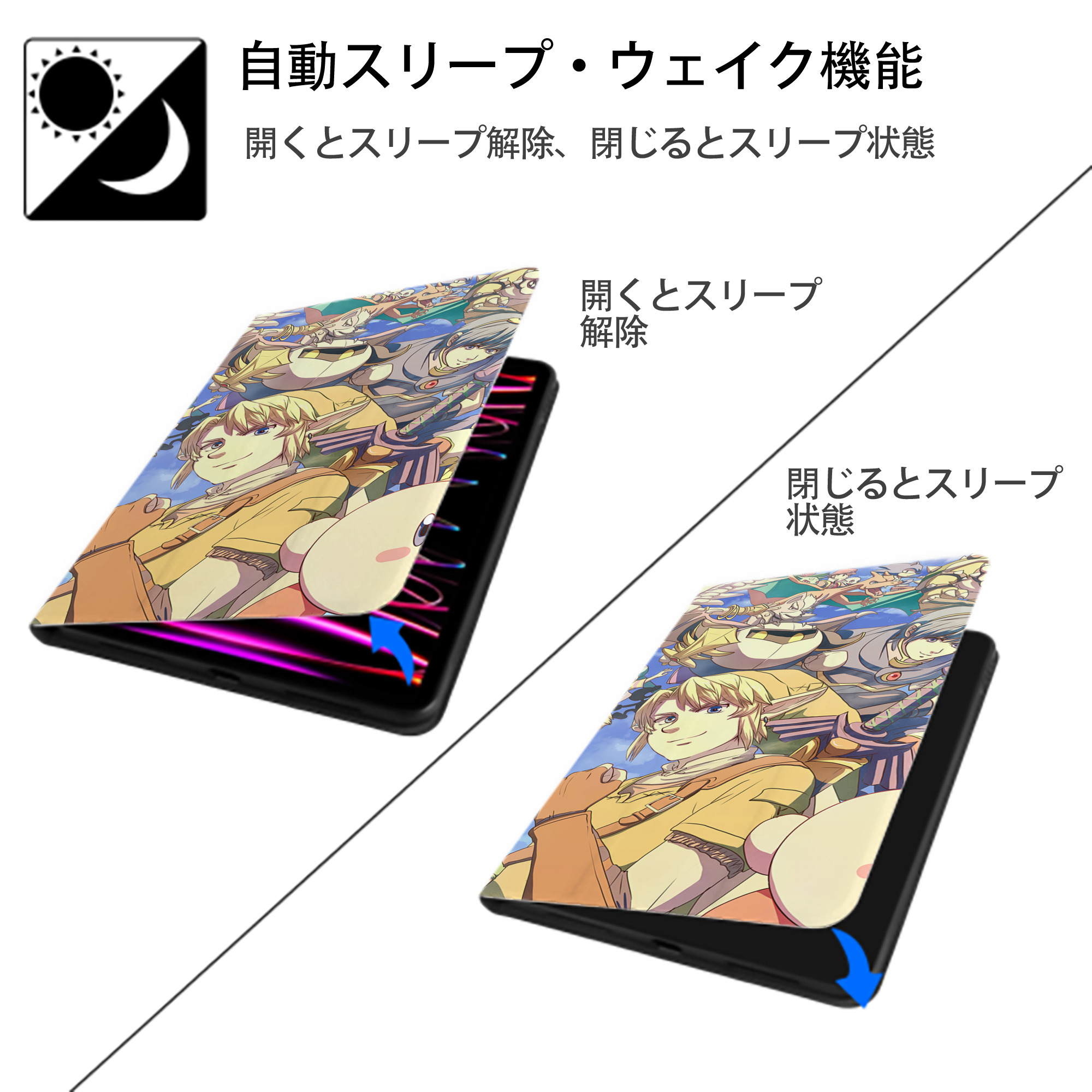 ポケットモンスター Pokémon IPad ケース ブック型 PUレザー TPU 耐衝撃 軽量 薄型 ペン収納なし 全面保護 IPad 各モデル対応