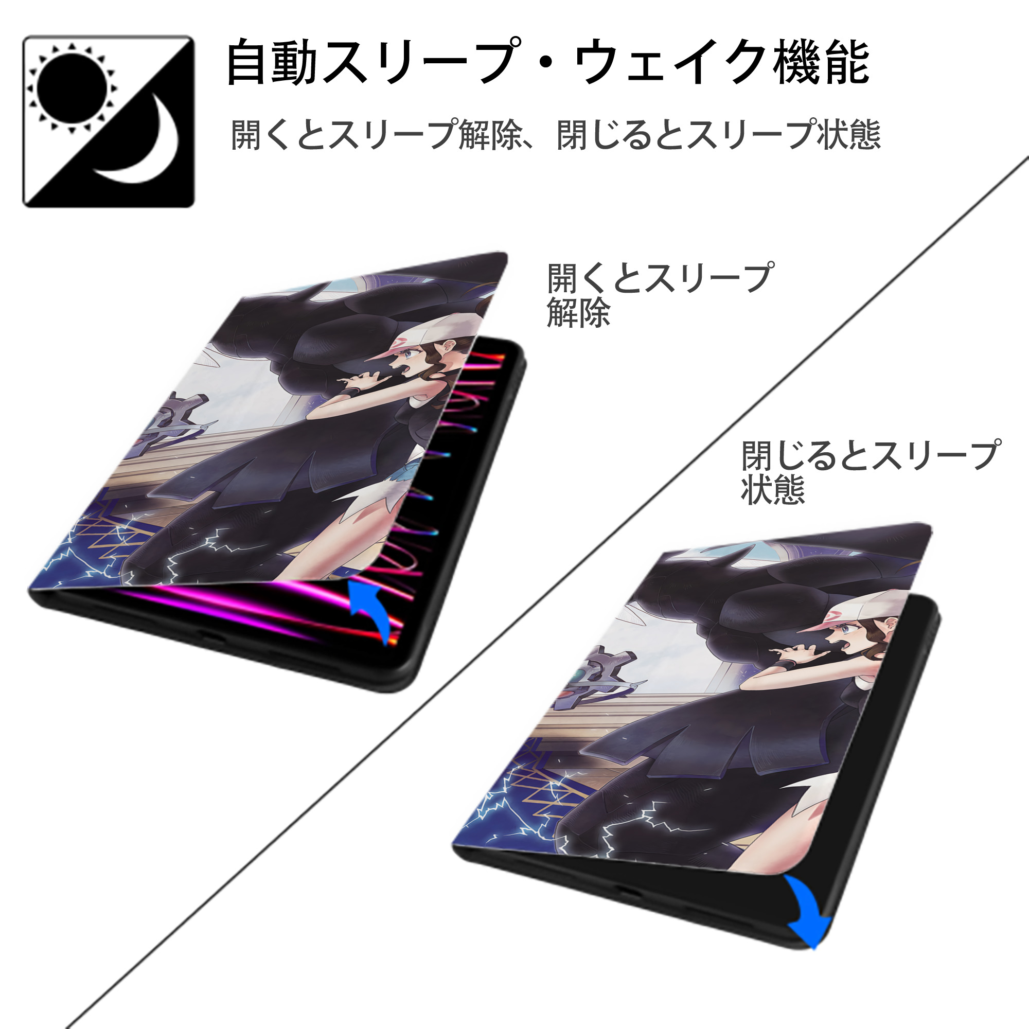 ポケットモンスター Pokémon IPad ケース ブック型 PUレザー TPU 耐衝撃 軽量 薄型 ペン収納なし 全面保護 IPad 各モデル対応