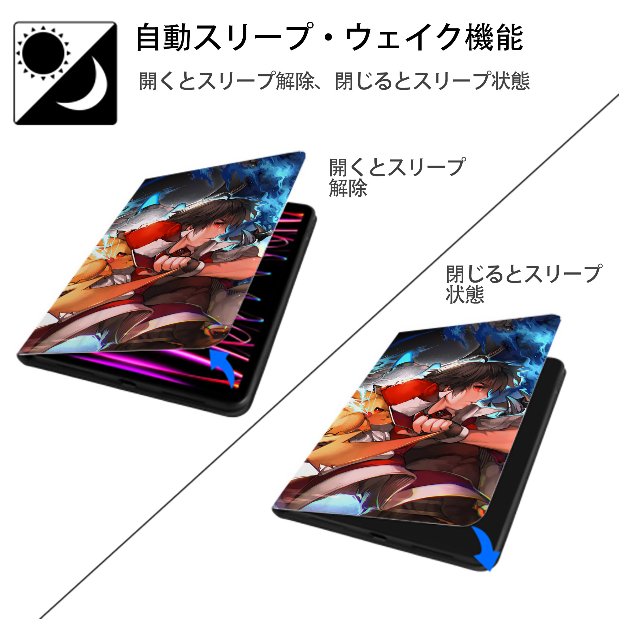 ポケットモンスター Pokémon IPad ケース ブック型 PUレザー TPU 耐衝撃 軽量 薄型 ペン収納なし 全面保護 IPad 各モデル対応