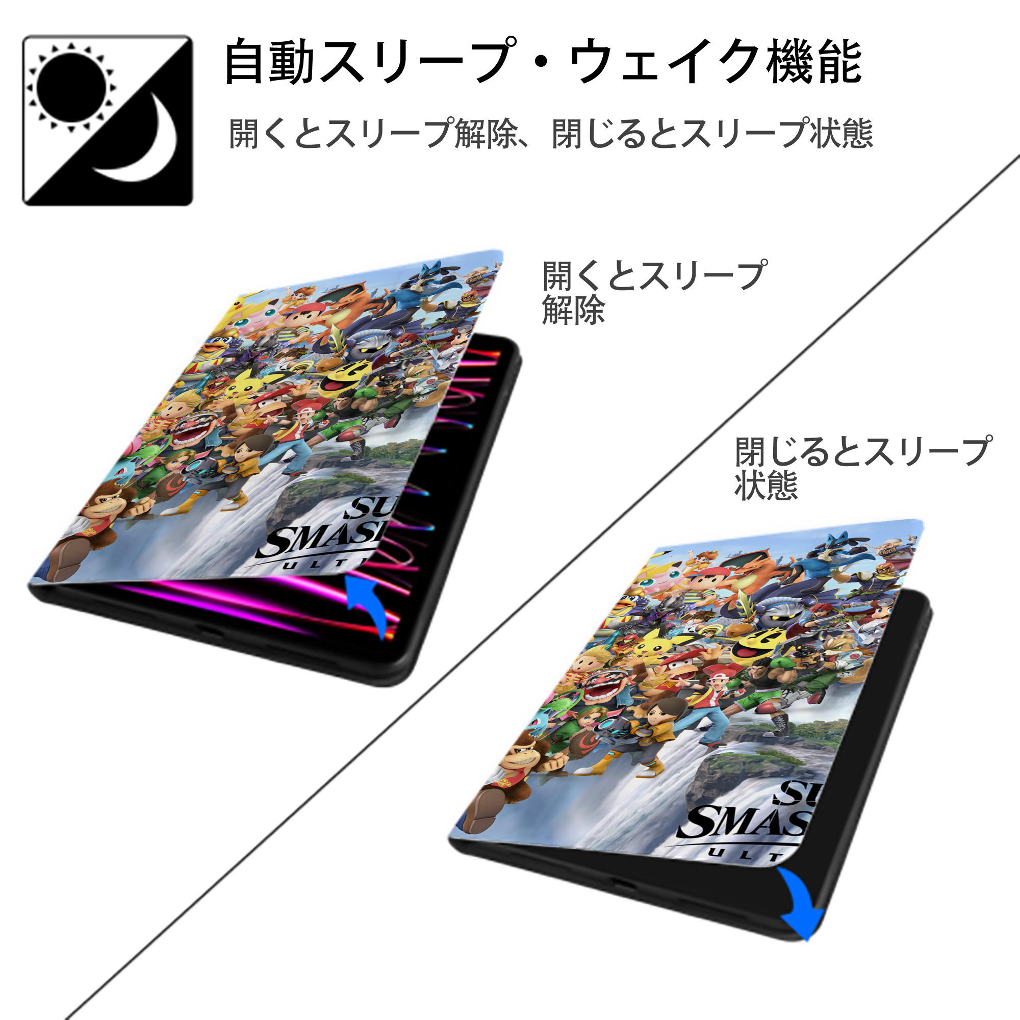 ポケットモンスター Pokémon IPad ケース ブック型 PUレザー TPU 耐衝撃 軽量 薄型 ペン収納なし 全面保護 IPad 各モデル対応