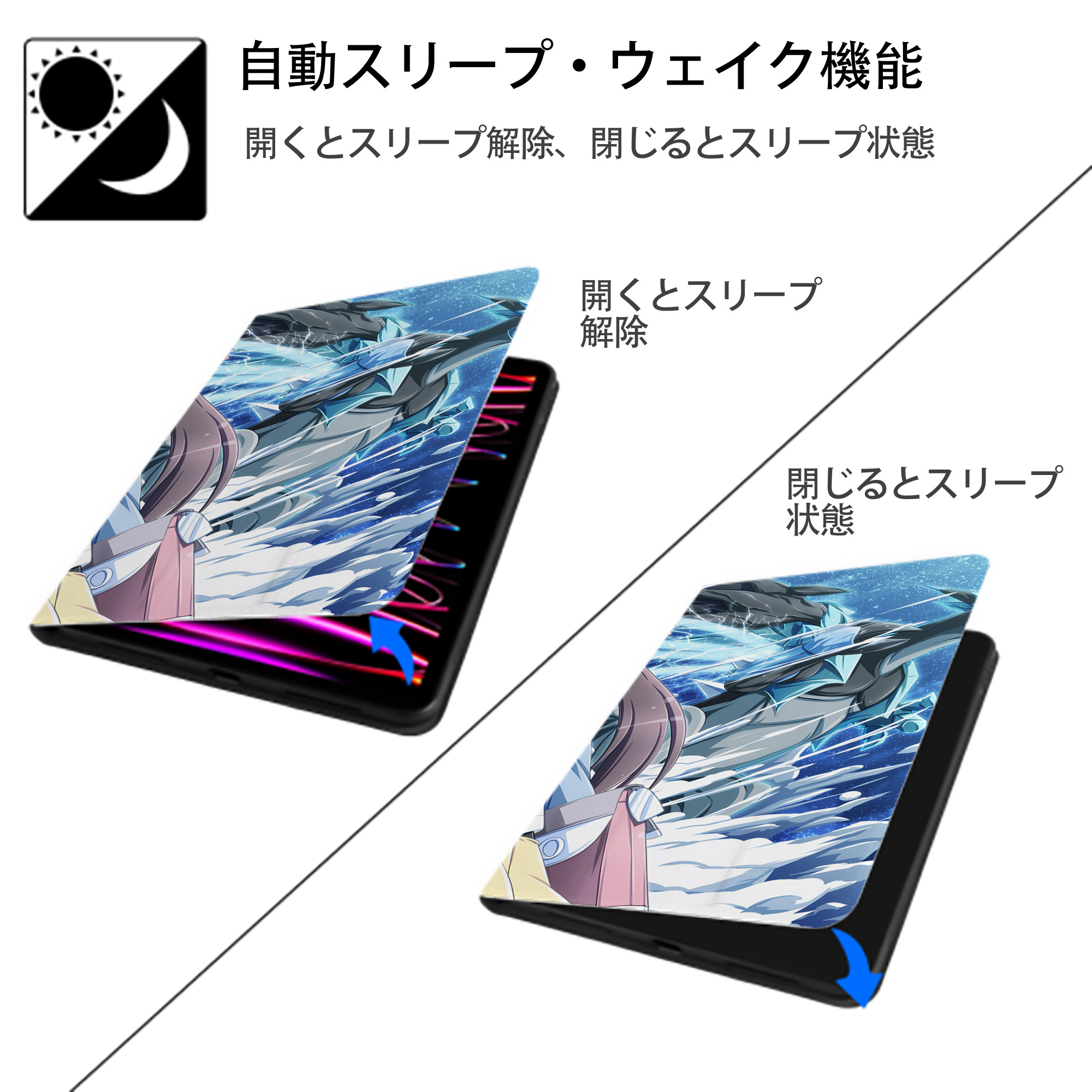 ポケットモンスター Pokémon IPad ケース ブック型 PUレザー TPU 耐衝撃 軽量 薄型 ペン収納なし 全面保護 IPad 各モデル対応