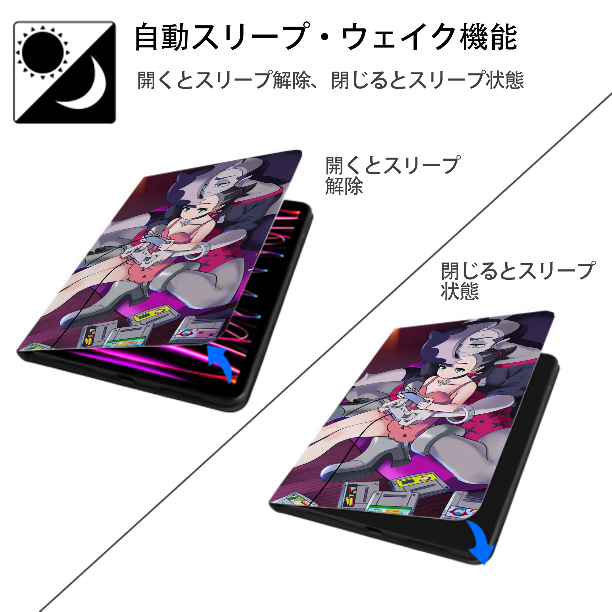 ポケットモンスター Pokémon IPad ケース ブック型 PUレザー TPU 耐衝撃 軽量 薄型 ペン収納なし 全面保護 IPad 各モデル対応