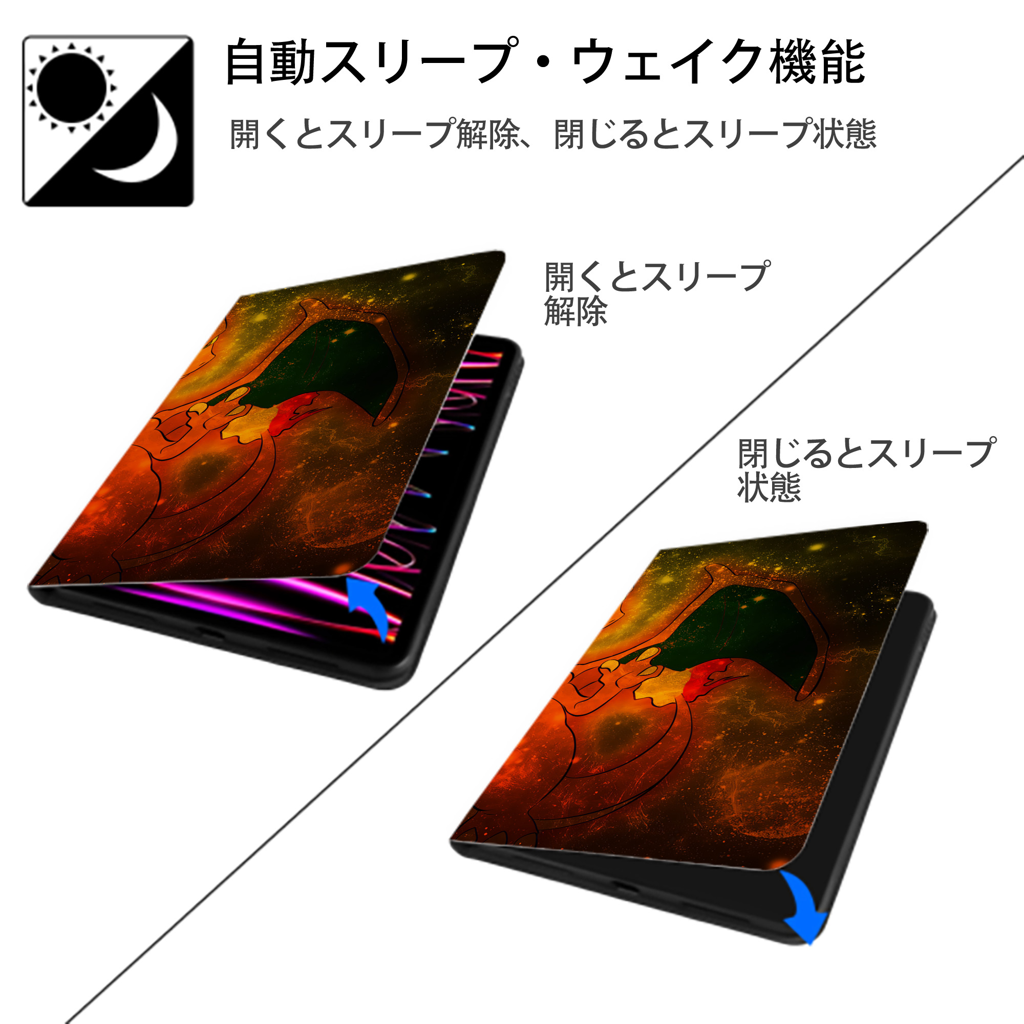 ポケットモンスター Pokémon IPad ケース ブック型 PUレザー TPU 耐衝撃 軽量 薄型 ペン収納なし 全面保護 IPad 各モデル対応