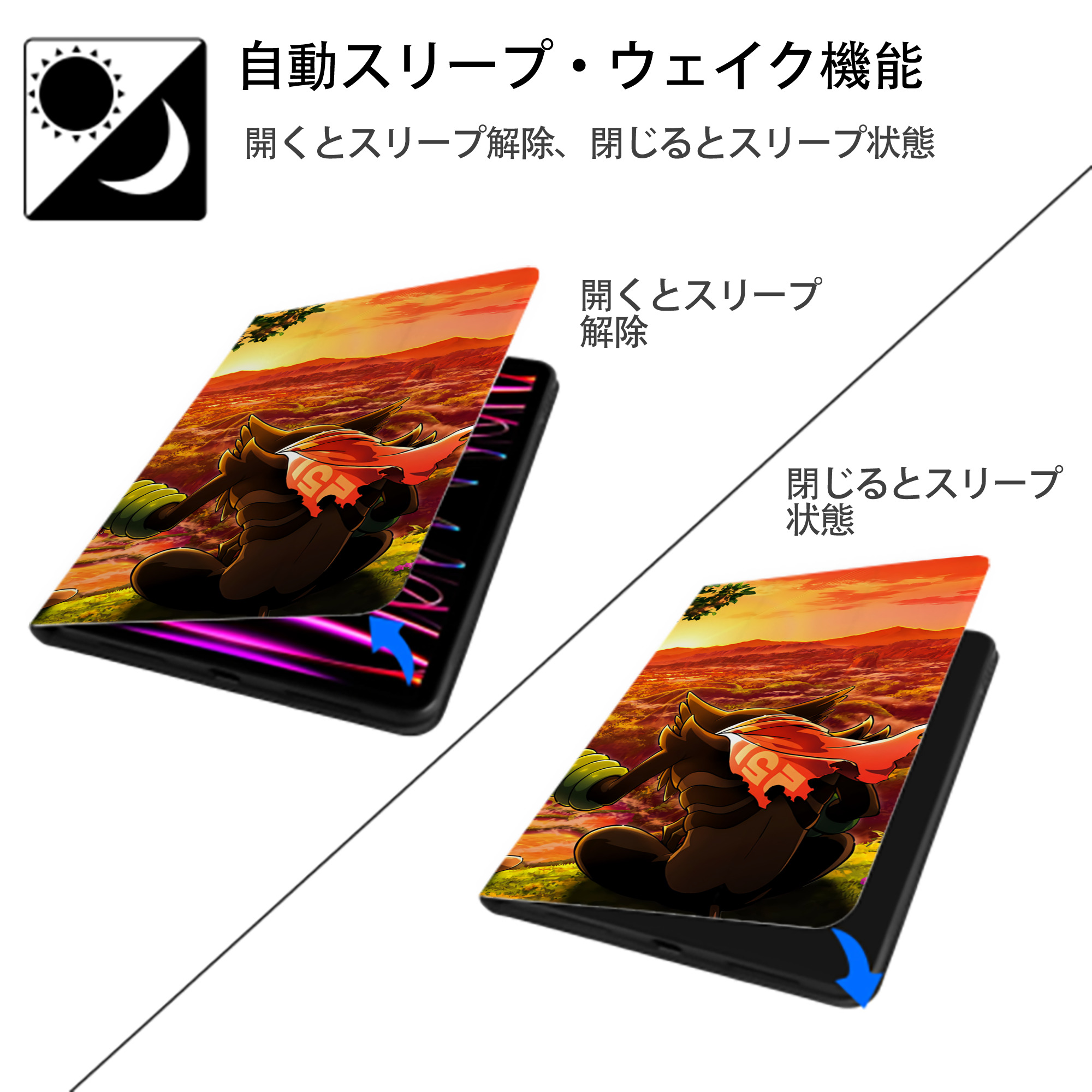 ポケットモンスター Pokémon IPad ケース ブック型 PUレザー TPU 耐衝撃 軽量 薄型 ペン収納なし 全面保護 IPad 各モデル対応