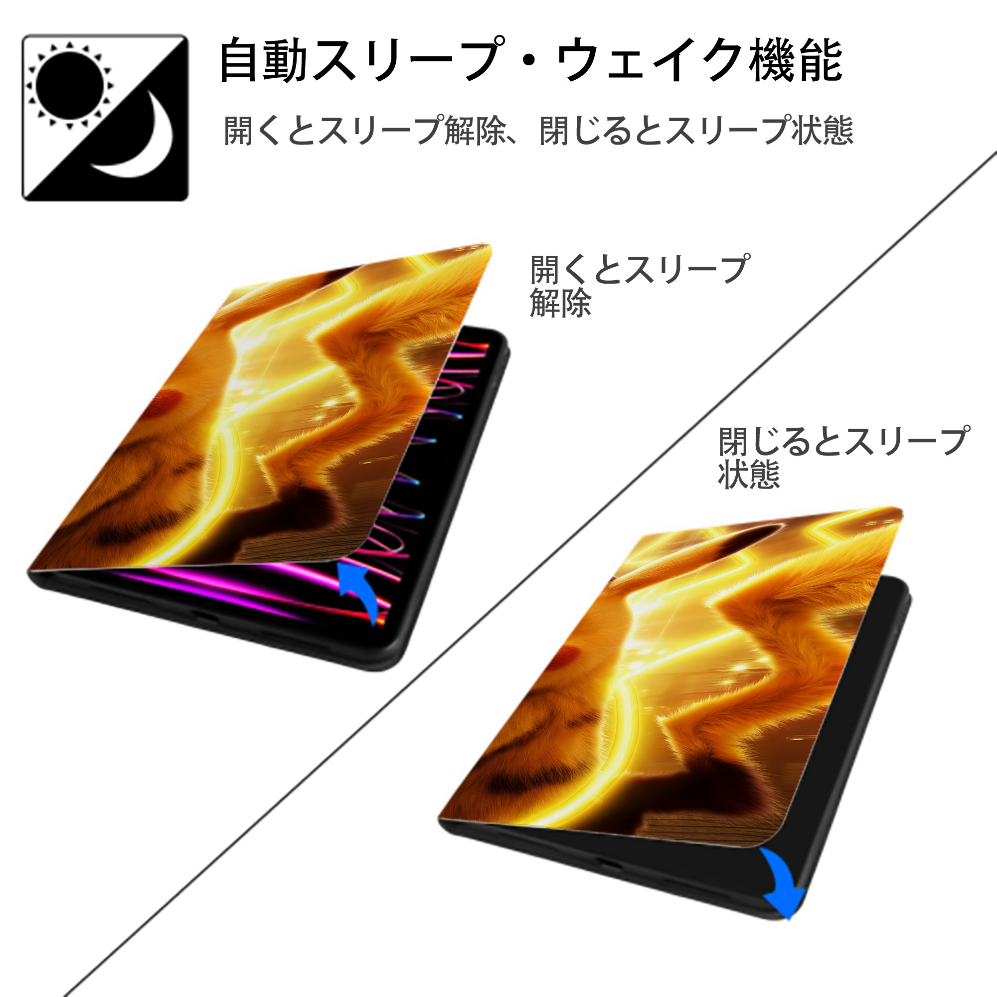 ポケットモンスター Pokémon IPadケース ペンホルダー付き ブックスタイルデザイン