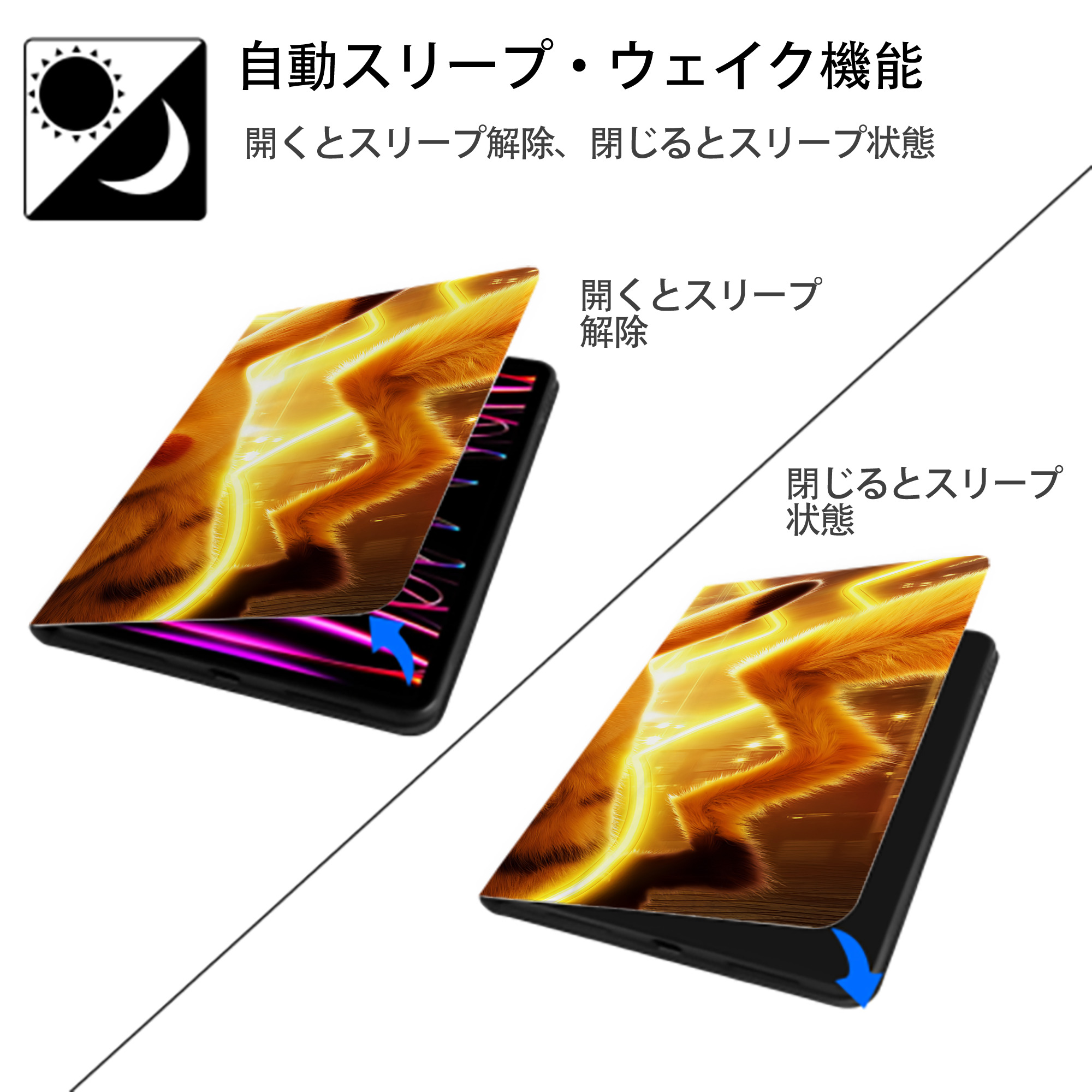 ポケットモンスター Pokémon IPadケース ペンホルダー付き ブックスタイルデザイン