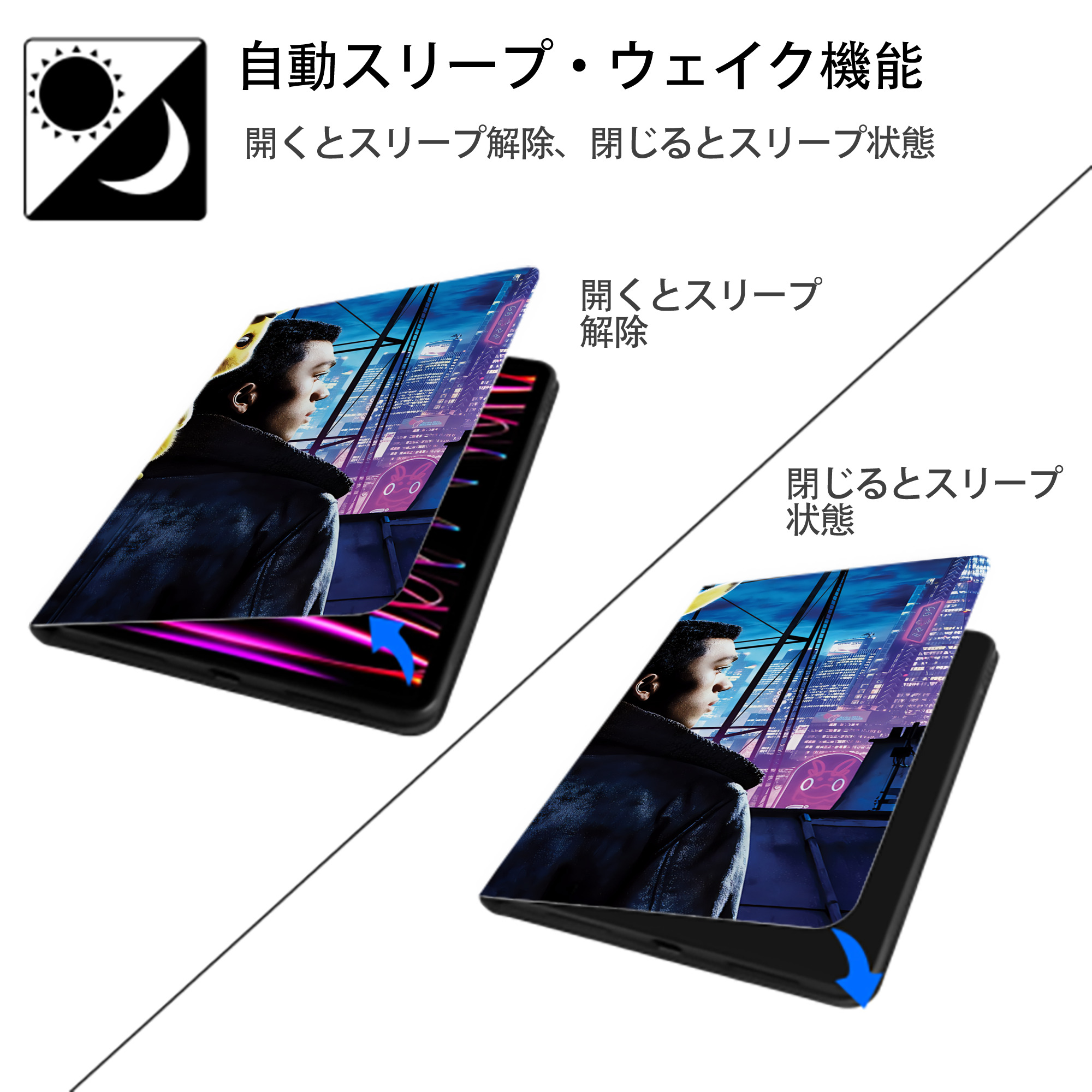 ポケットモンスター Pokémon IPadケース ペンホルダー付き ブックスタイルデザイン