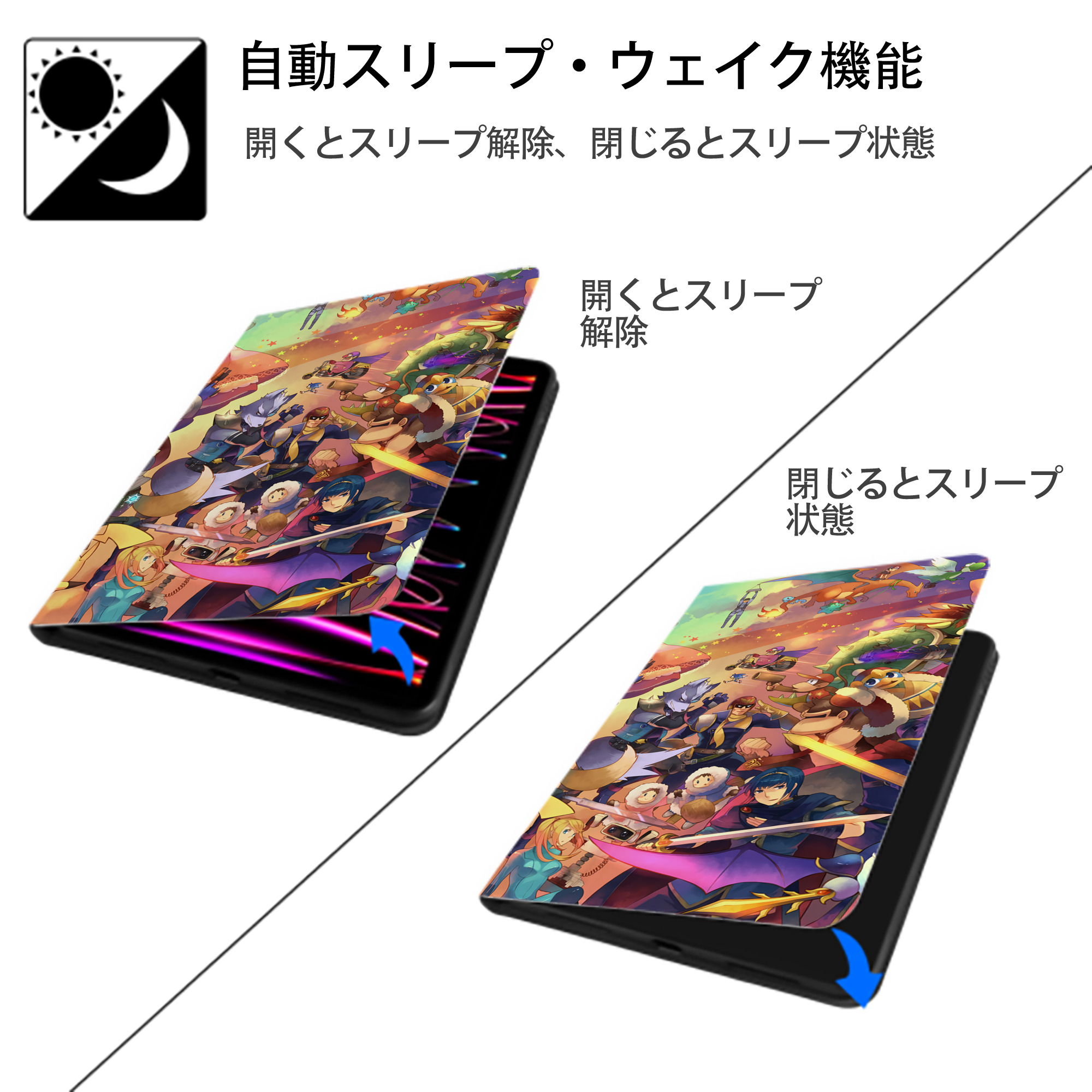 ポケットモンスター Pokémon IPadケース ペンホルダー付き ブックスタイルデザイン