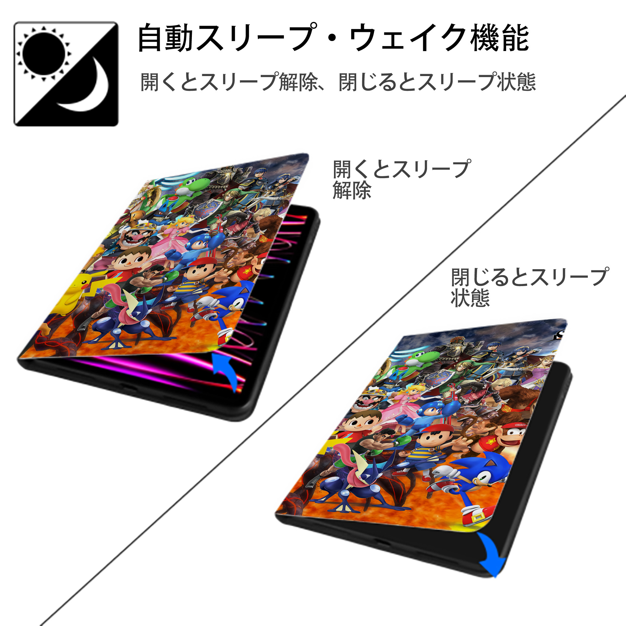 ポケットモンスター Pokémon IPadケース ペンホルダー付き ブックスタイルデザイン