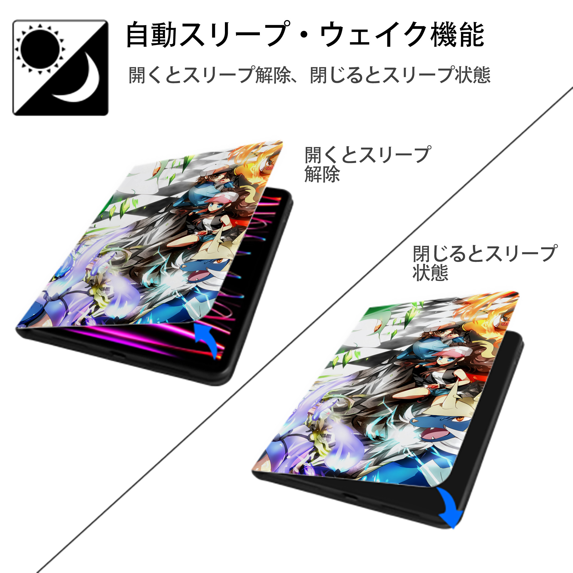 ポケットモンスター Pokémon IPadケース ペンホルダー付き ブックスタイルデザイン