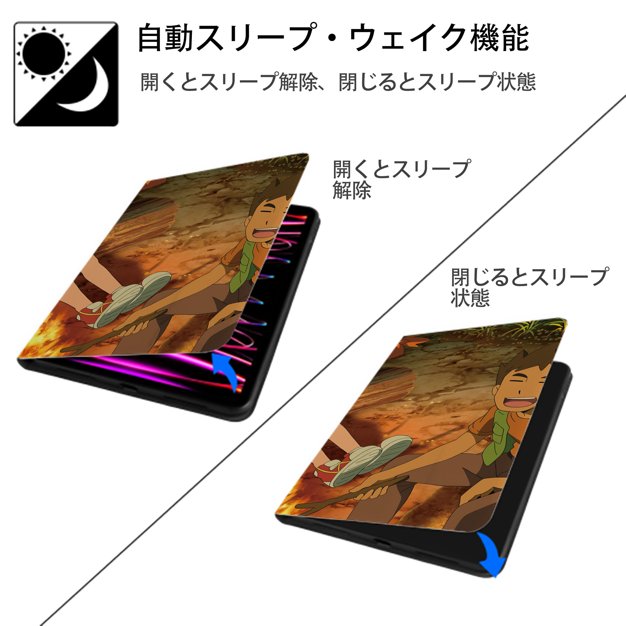 ポケットモンスター Pokémon IPadケース ペンホルダー付き ブックスタイルデザイン