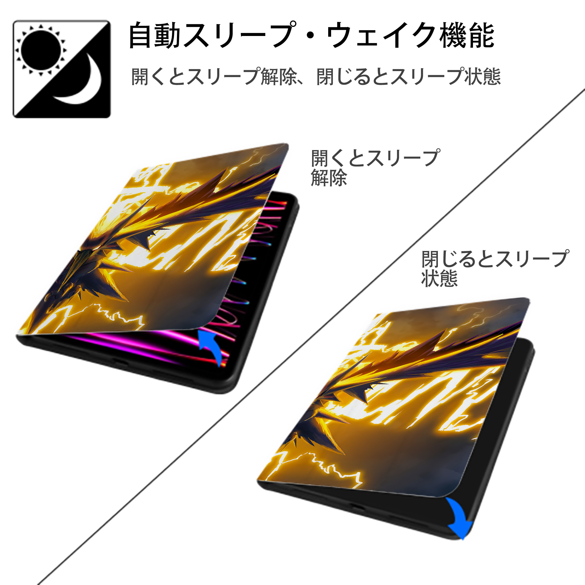 ポケットモンスター Pokémon IPadケース ペンホルダー付き ブックスタイルデザイン