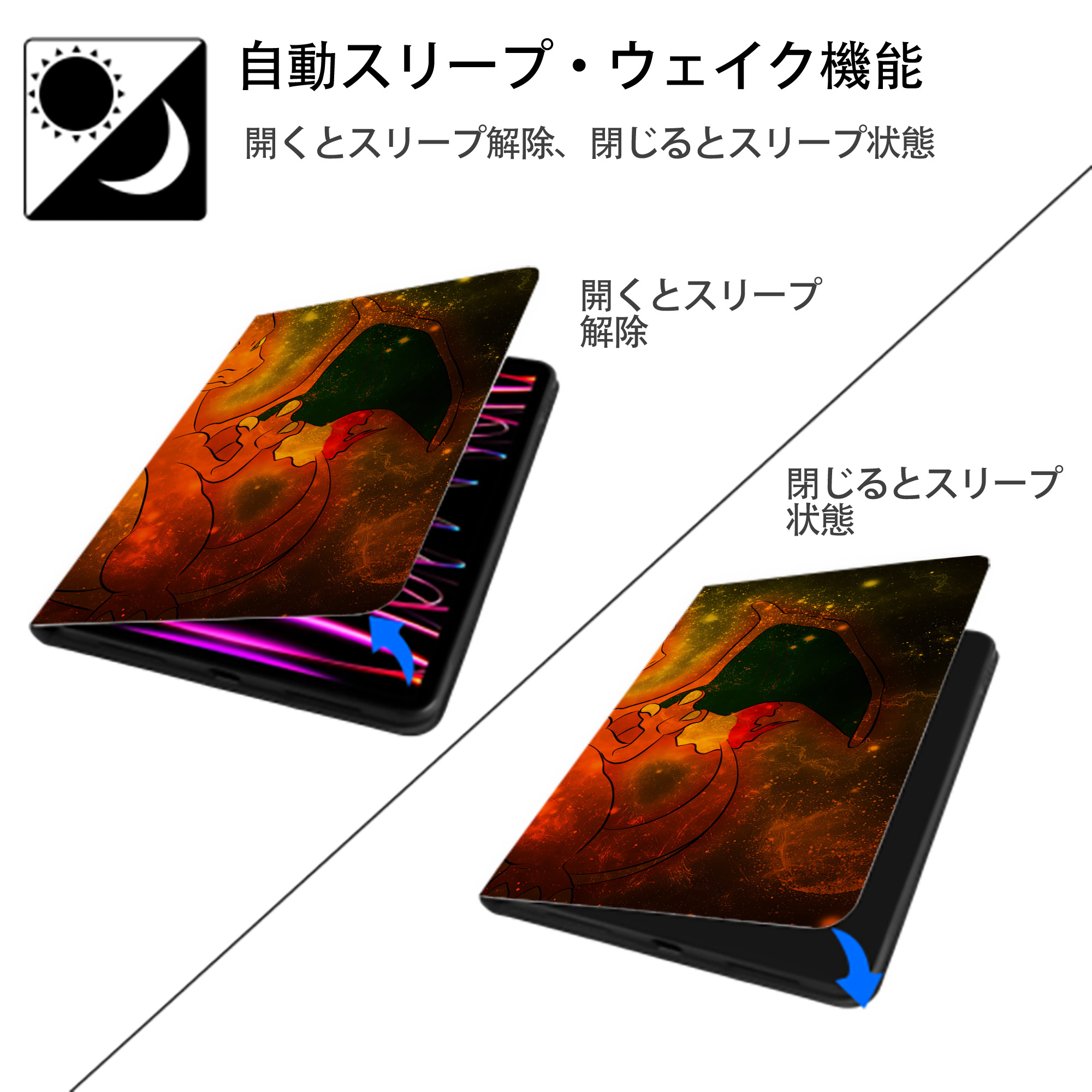 ポケットモンスター Pokémon IPadケース ペンホルダー付き ブックスタイルデザイン
