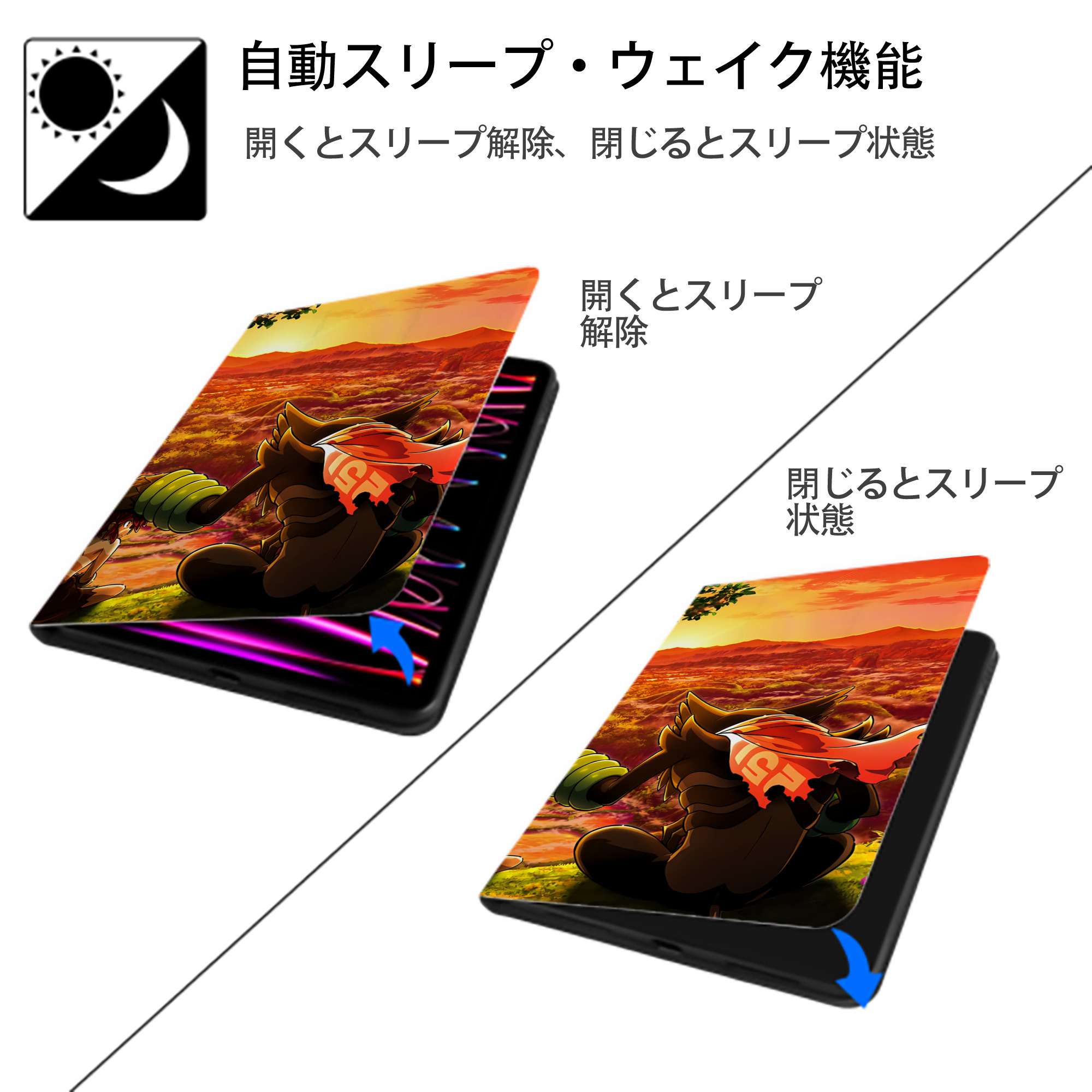 ポケットモンスター Pokémon IPadケース ペンホルダー付き ブックスタイルデザイン