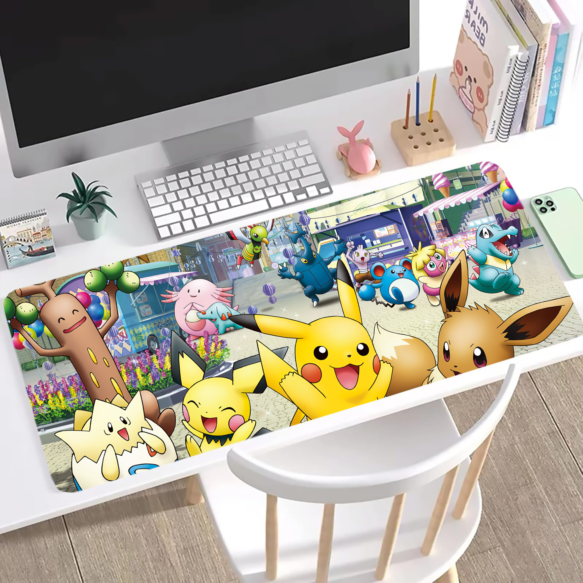 （画像用） ポケットモンスター Pokémon ステッチ加工 大判デスクマット／滑り止めマウスパッド