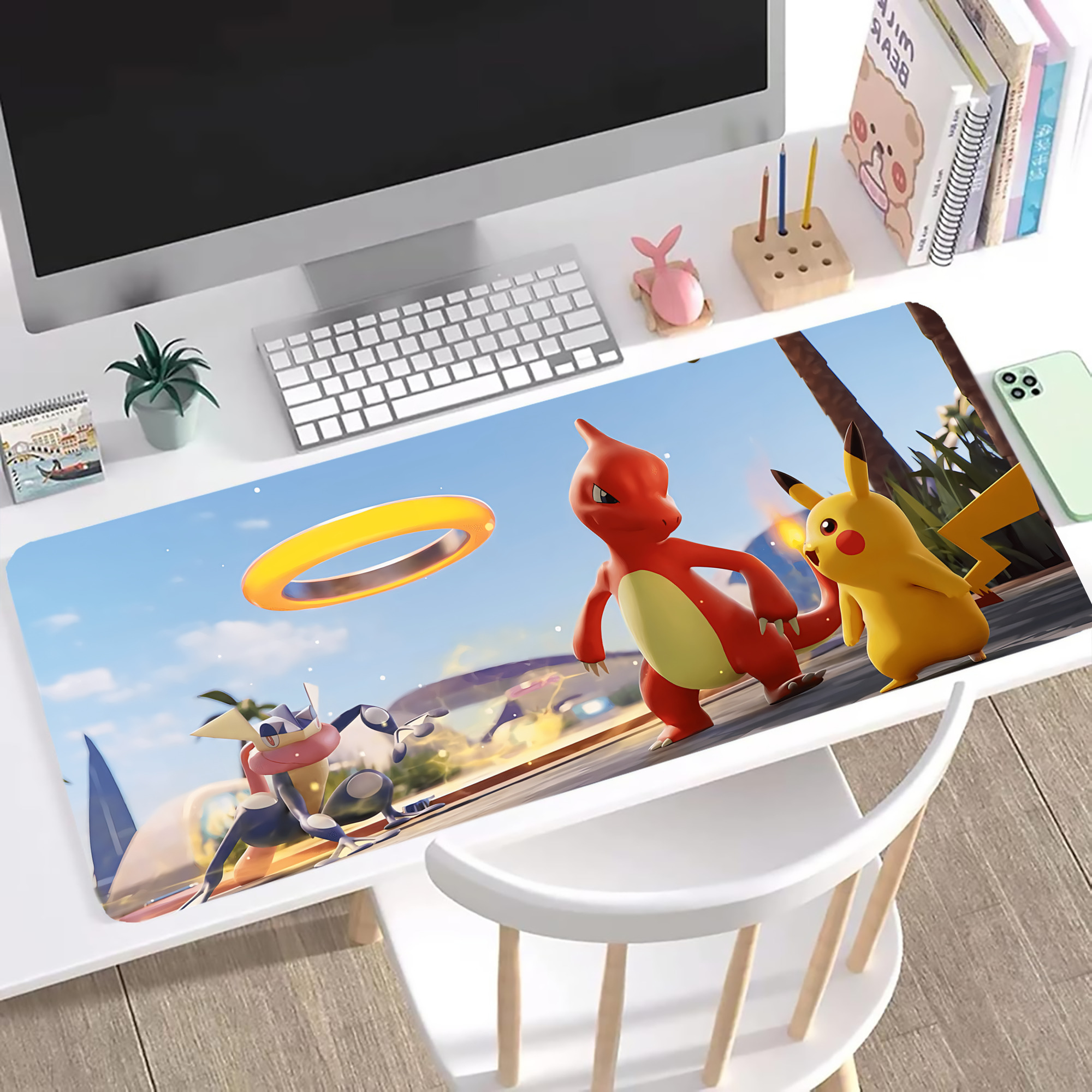 （画像用） ポケットモンスター Pokémon ステッチ加工 大判デスクマット／滑り止めマウスパッド