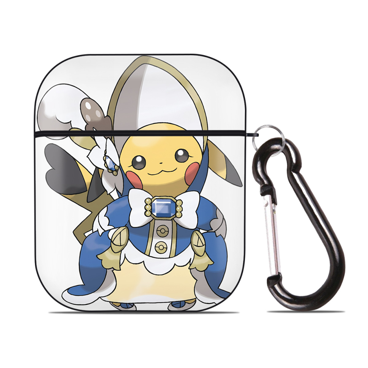 （画像用） ポケットモンスター Pokémon AirPods 第2世代保護ケース ハードシェル ブラック 耐衝撃・防指紋・カラビナ付き