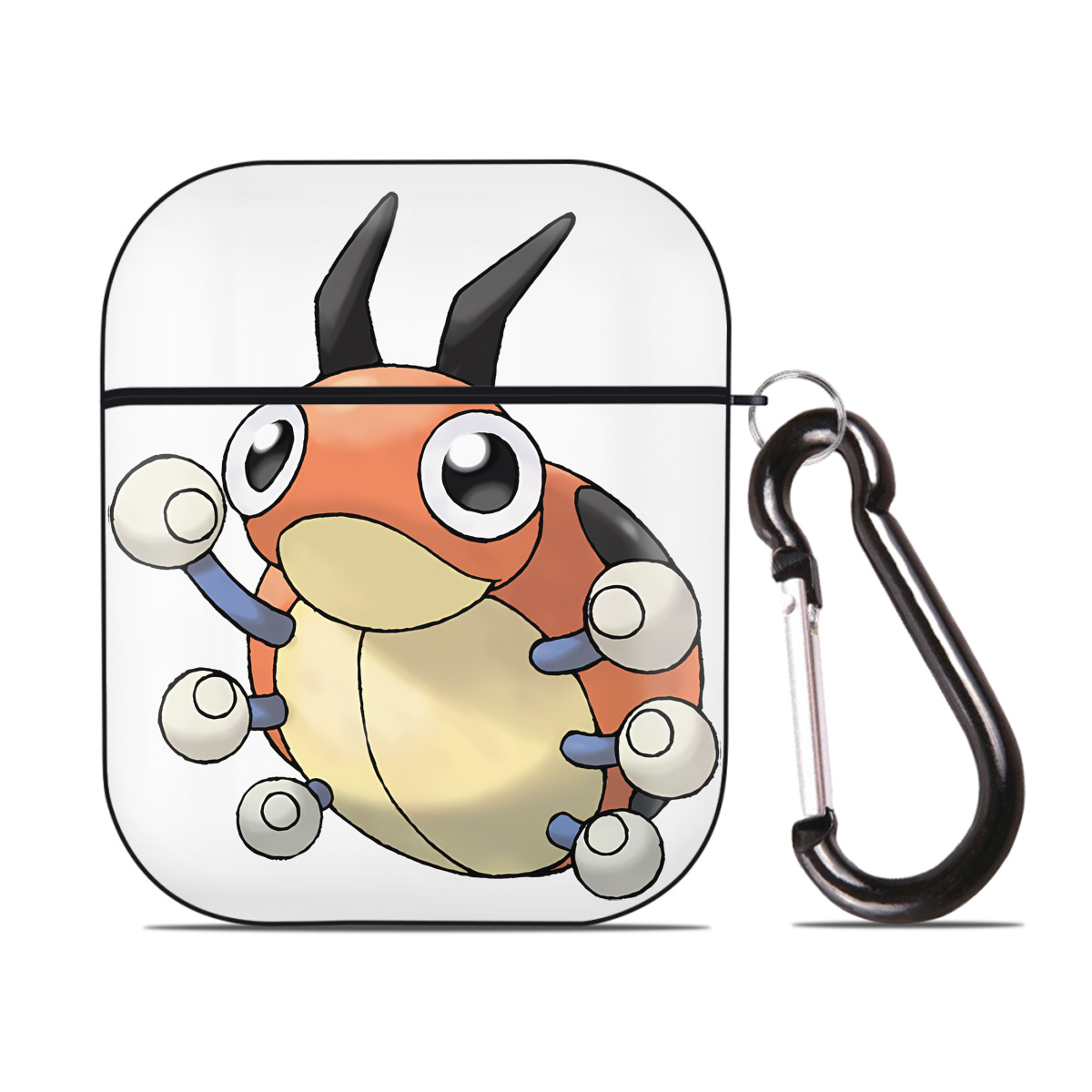 （画像用） ポケットモンスター Pokémon AirPods 第2世代保護ケース ハードシェル ブラック 耐衝撃・防指紋・カラビナ付き