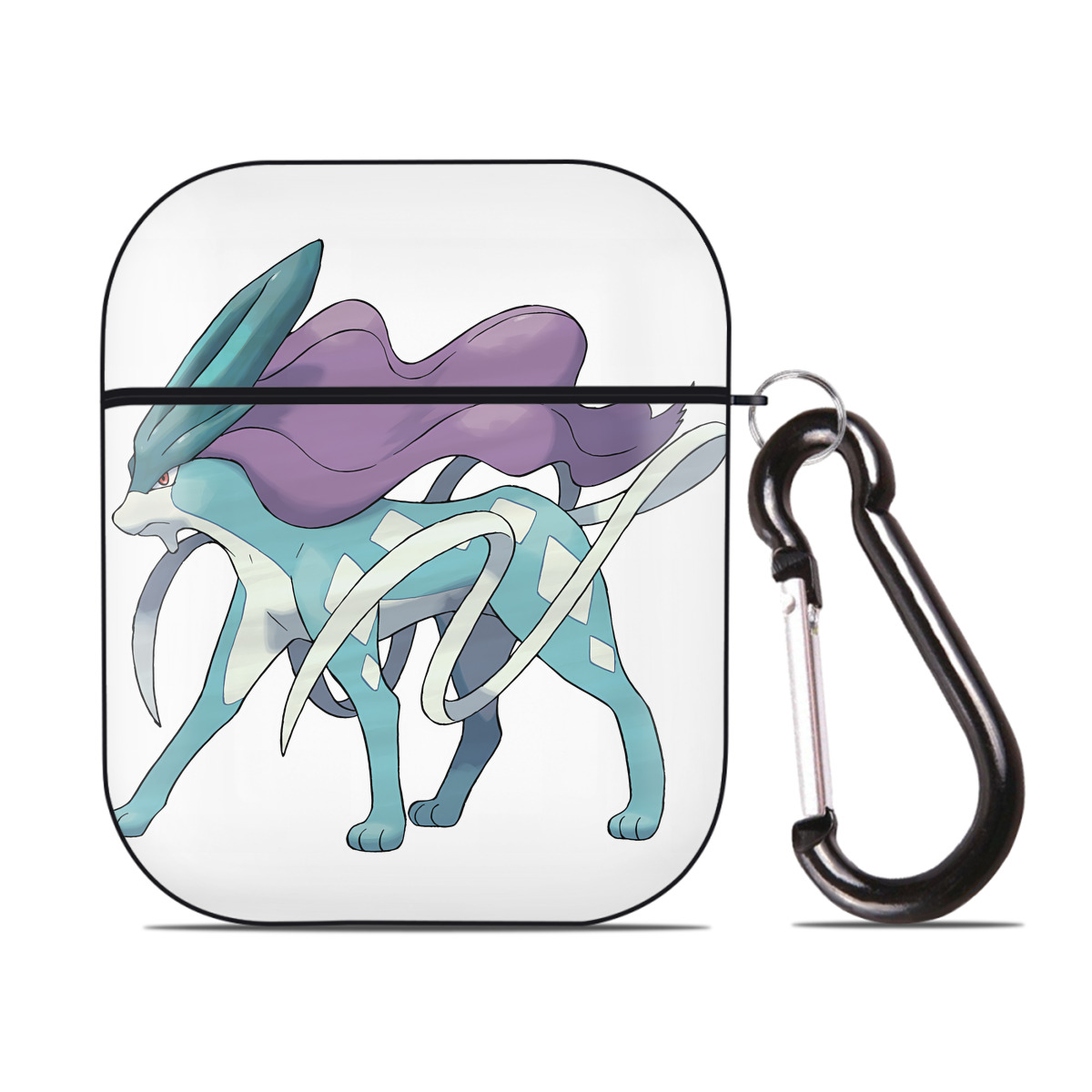 （画像用） ポケットモンスター Pokémon AirPods 第2世代保護ケース ハードシェル ブラック 耐衝撃・防指紋・カラビナ付き