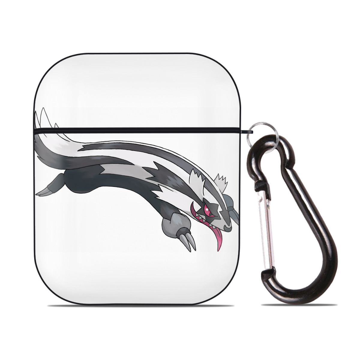 （画像用） ポケットモンスター Pokémon AirPods 第2世代保護ケース ハードシェル ブラック 耐衝撃・防指紋・カラビナ付き