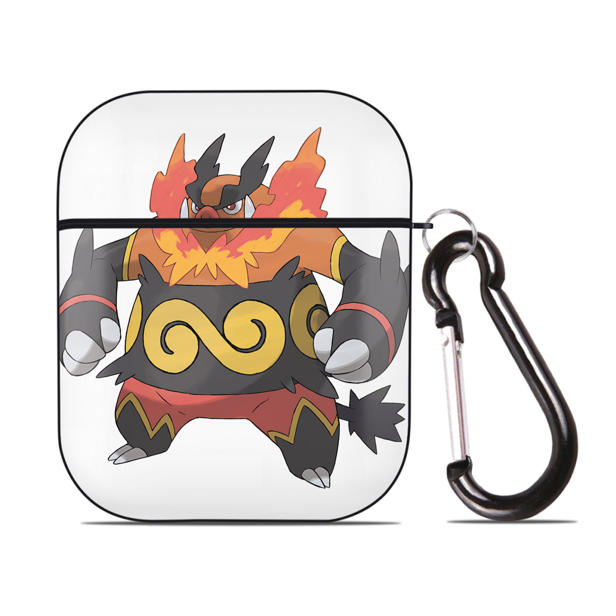 （画像用） ポケットモンスター Pokémon AirPods 第2世代保護ケース ハードシェル ブラック 耐衝撃・防指紋・カラビナ付き