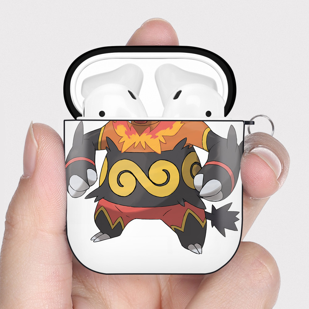（画像用） ポケットモンスター Pokémon AirPods 第2世代保護ケース ハードシェル ブラック 耐衝撃・防指紋・カラビナ付き