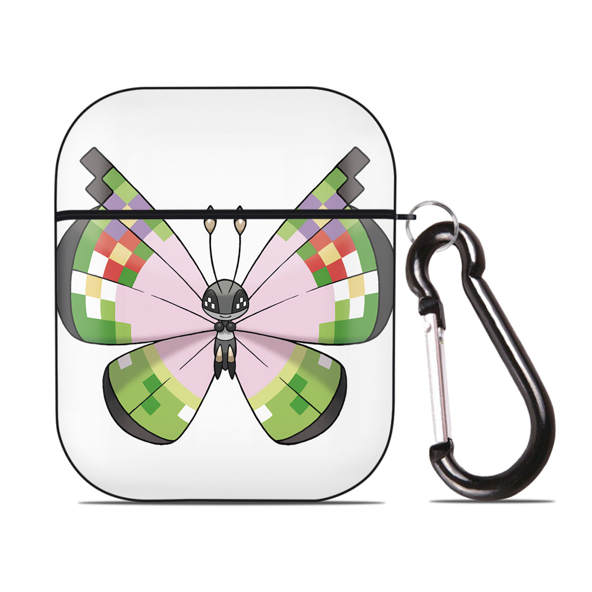 （画像用） ポケットモンスター Pokémon AirPods 第2世代保護ケース ハードシェル ブラック 耐衝撃・防指紋・カラビナ付き
