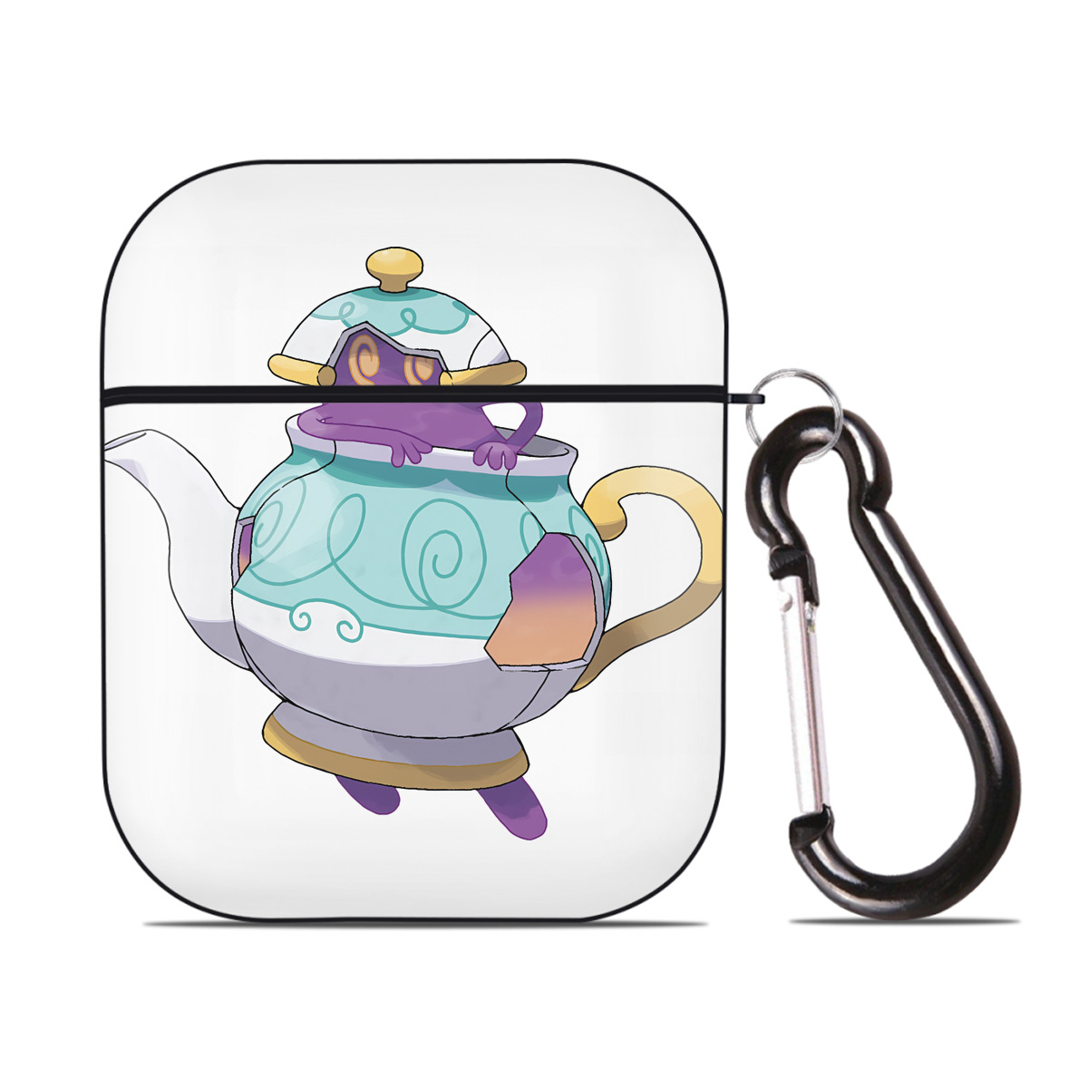 （画像用） ポケットモンスター Pokémon AirPods 第2世代保護ケース ハードシェル ブラック 耐衝撃・防指紋・カラビナ付き