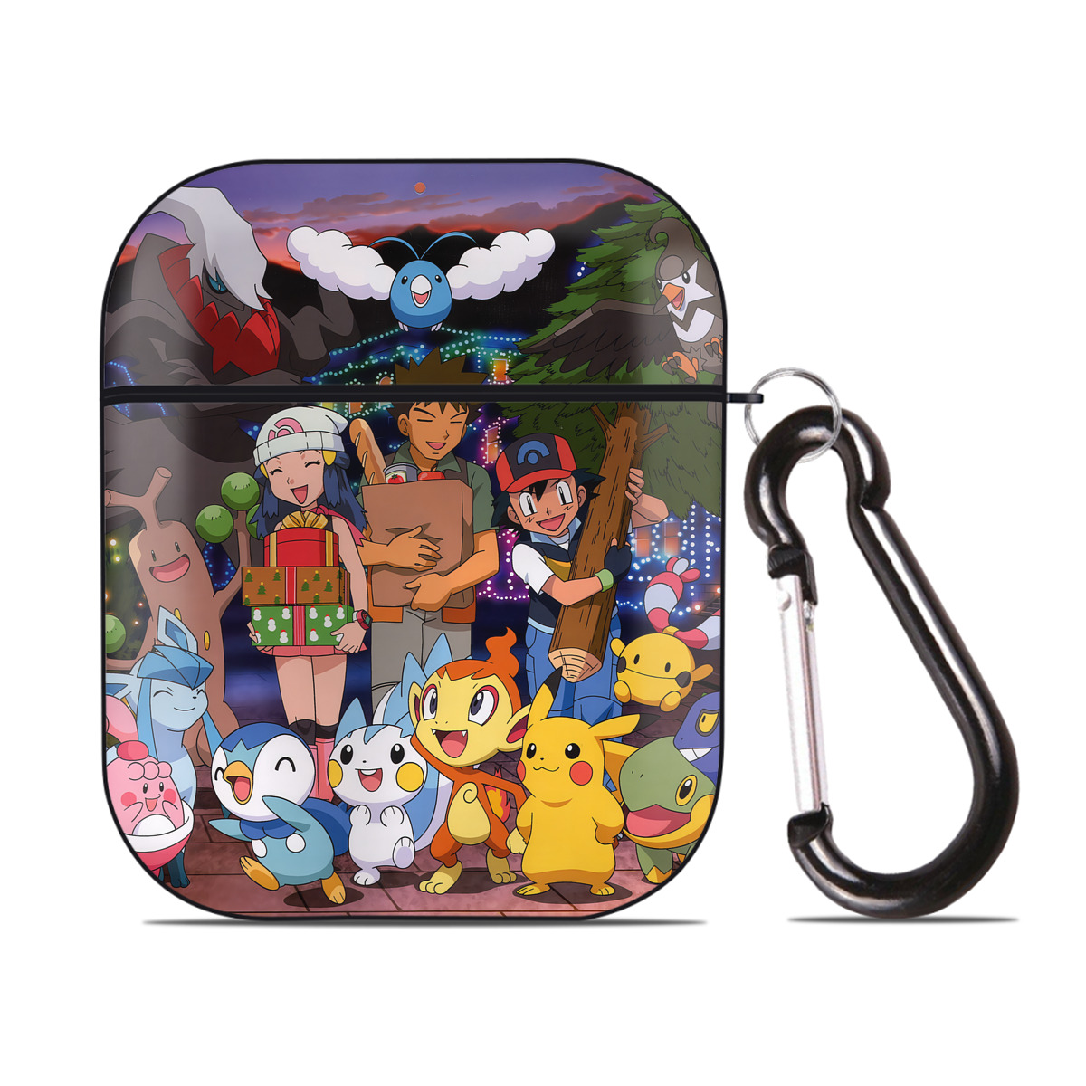 （画像用） ポケットモンスター Pokémon AirPods 第2世代保護ケース ハードシェル ブラック 耐衝撃・防指紋・カラビナ付き