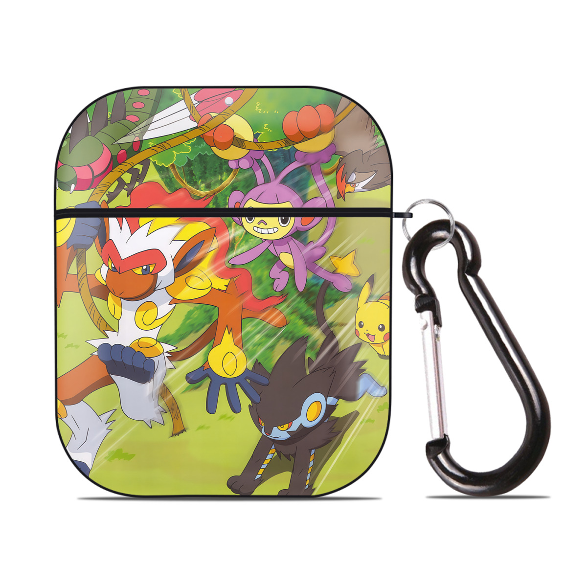（画像用） ポケットモンスター Pokémon AirPods 第2世代保護ケース ハードシェル ブラック 耐衝撃・防指紋・カラビナ付き
