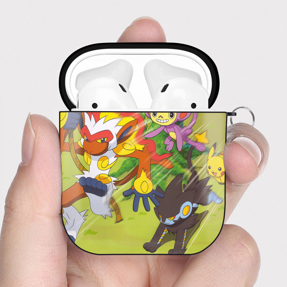 （画像用） ポケットモンスター Pokémon AirPods 第2世代保護ケース ハードシェル ブラック 耐衝撃・防指紋・カラビナ付き