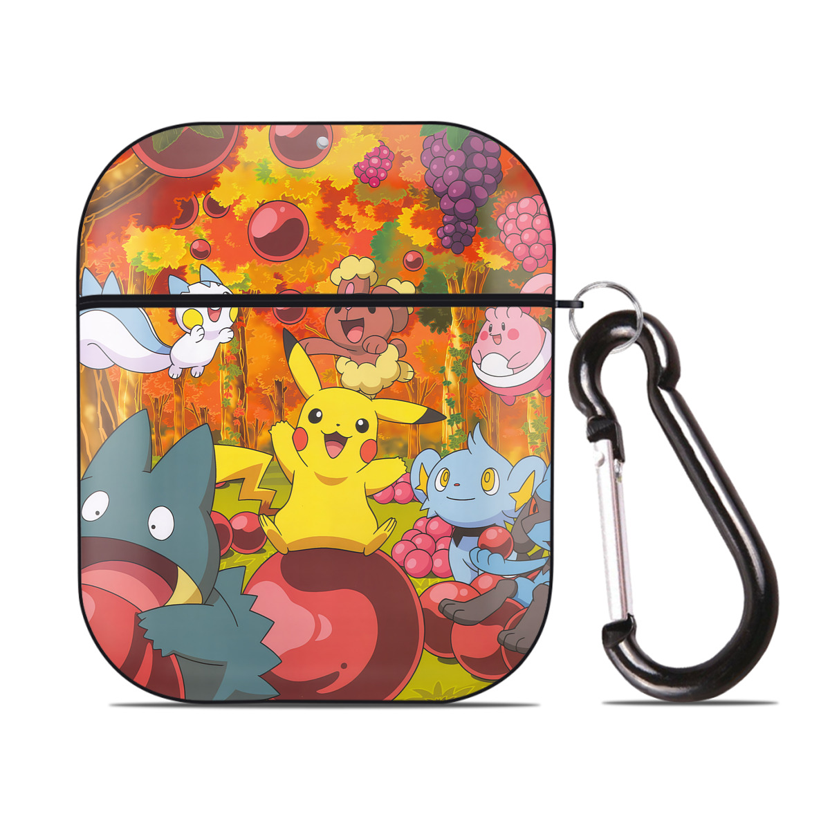 （画像用） ポケットモンスター Pokémon AirPods 第2世代保護ケース ハードシェル ブラック 耐衝撃・防指紋・カラビナ付き