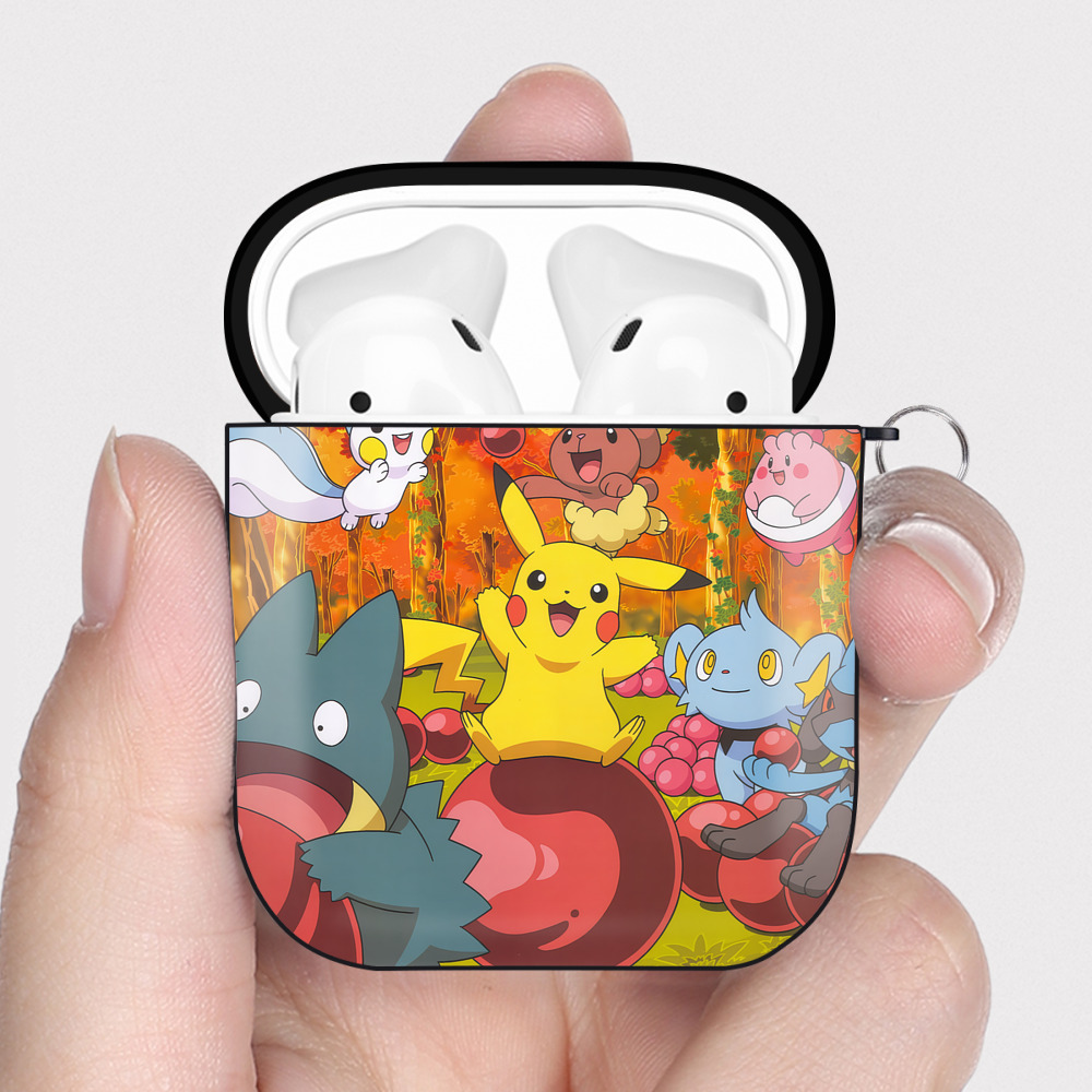 （画像用） ポケットモンスター Pokémon AirPods 第2世代保護ケース ハードシェル ブラック 耐衝撃・防指紋・カラビナ付き