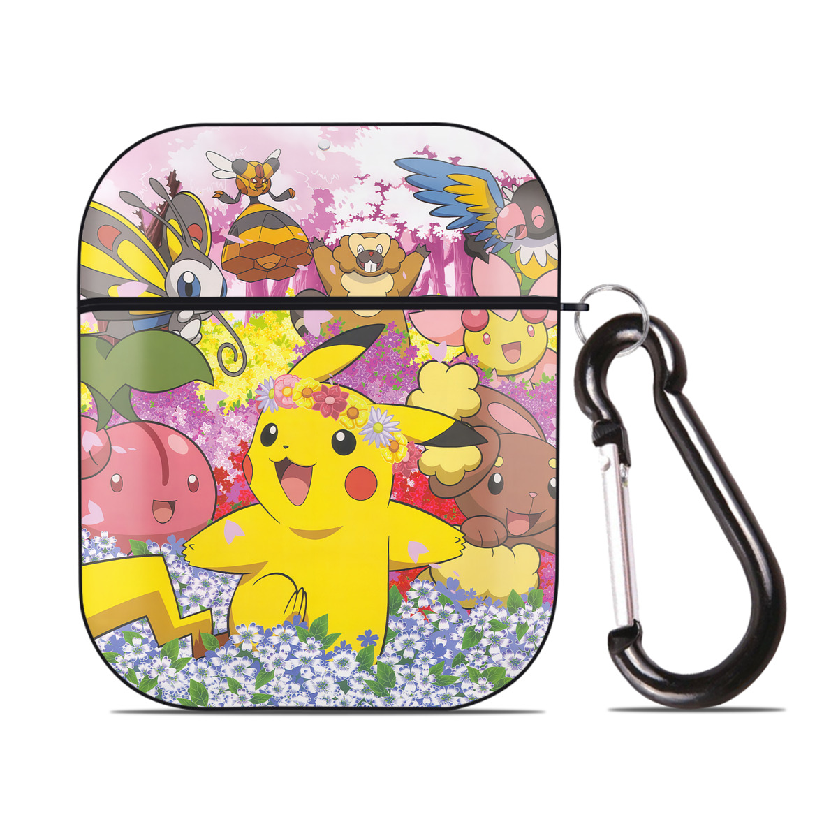 （画像用） ポケットモンスター Pokémon AirPods 第2世代保護ケース ハードシェル ブラック 耐衝撃・防指紋・カラビナ付き